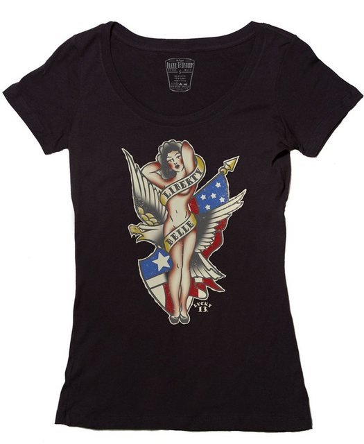 Lucky 13 T-Shirt Lucky 13 Damen T-Shirt Liberty Belle Scoop-Neck günstig online kaufen