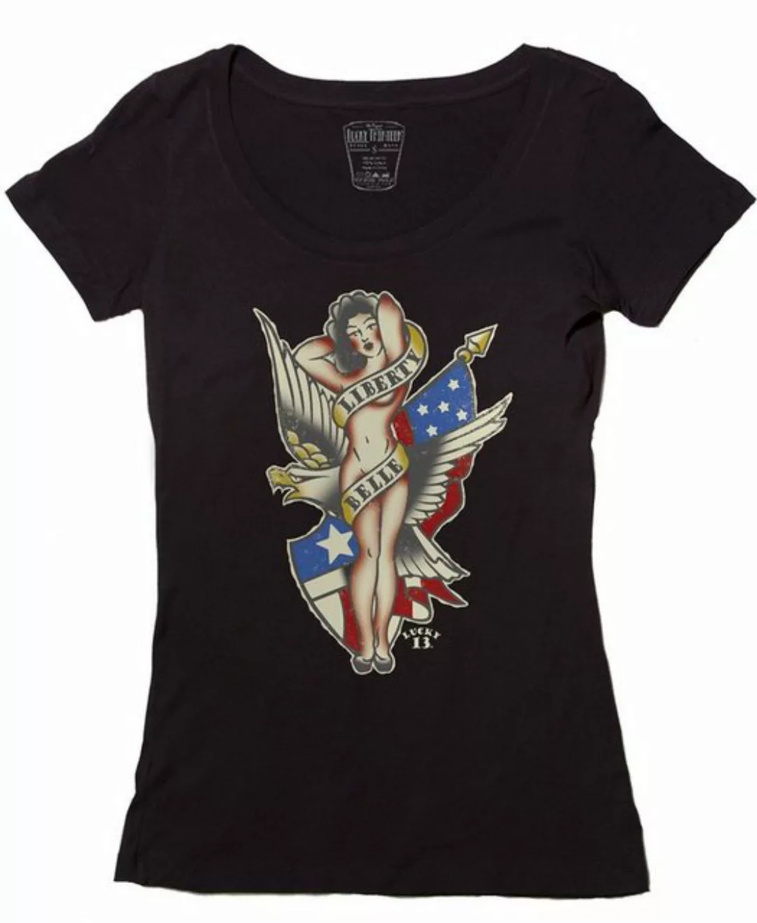 Lucky 13 T-Shirt Lucky 13 Damen T-Shirt Liberty Belle Scoop-Neck günstig online kaufen