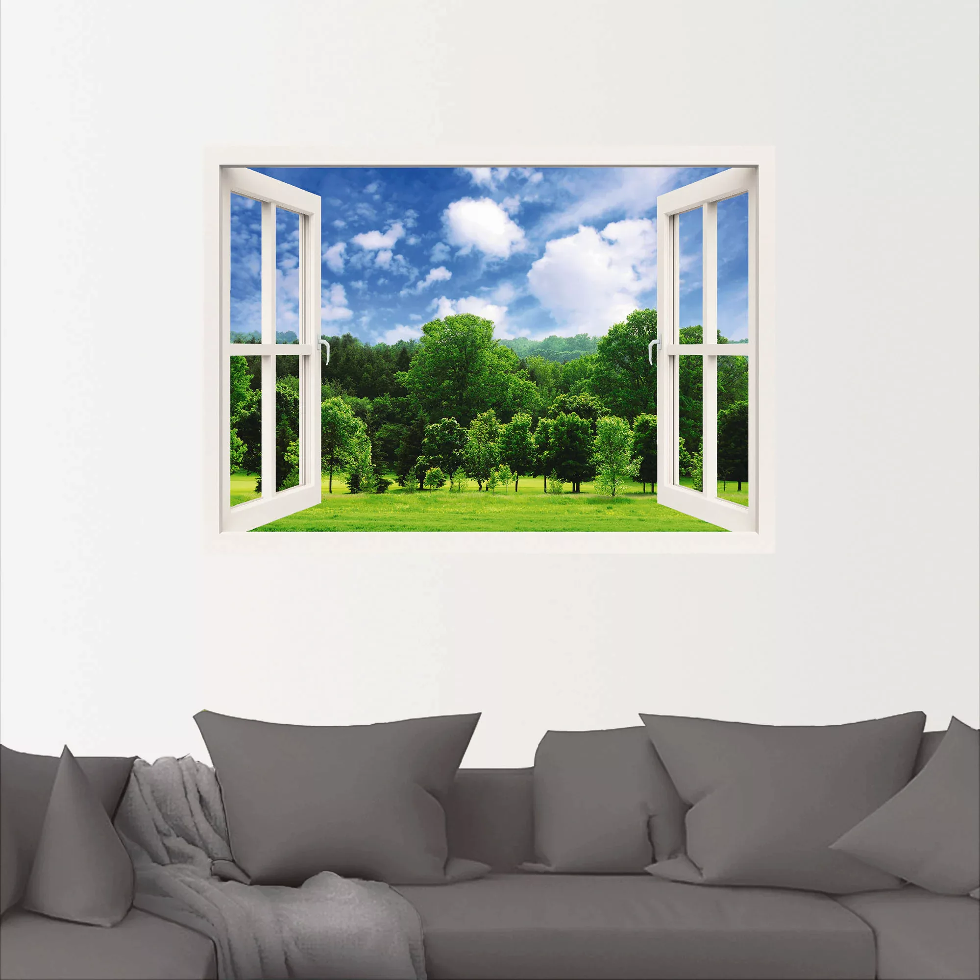 Artland Wandbild "Fensterblick - Grüner Wald", Fensterblick, (1 St.), als P günstig online kaufen