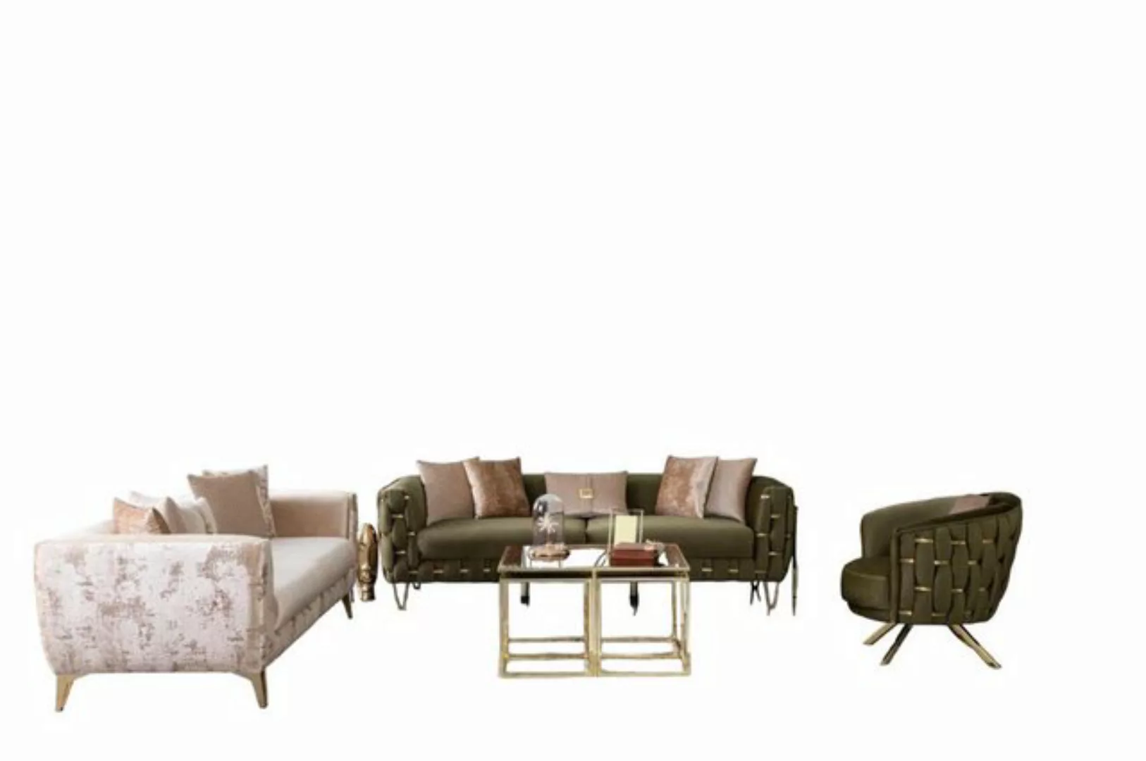 JVmoebel Sofa Luxus Sofagarnitur 3tlg. Set Möbel Couch Sofa Garnitur günstig online kaufen
