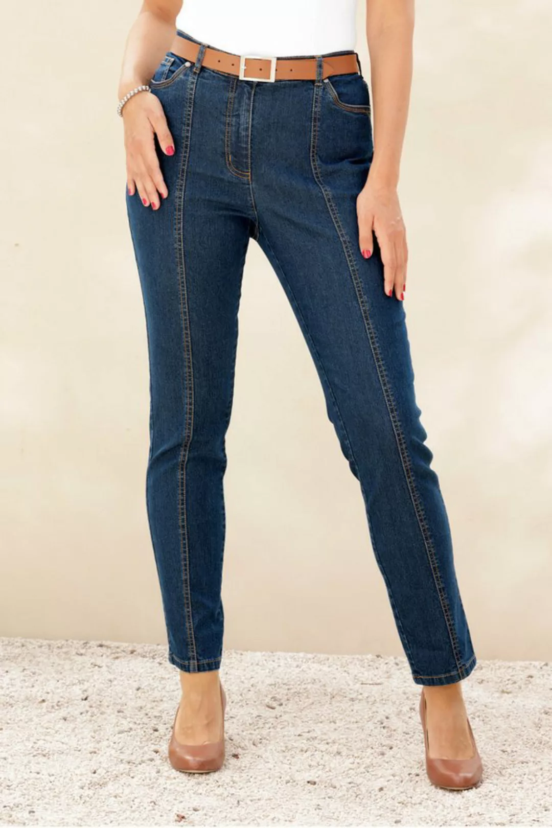 meyermode Regular-fit-Jeans Jeans Slim Fit 5-Pocket Ziernähte günstig online kaufen