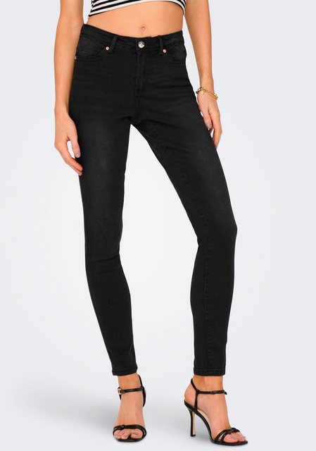 Only Damen Jeans ONLWAUW MID SK BJ1097 Skinny Fit - Schwarz - Washed Black günstig online kaufen