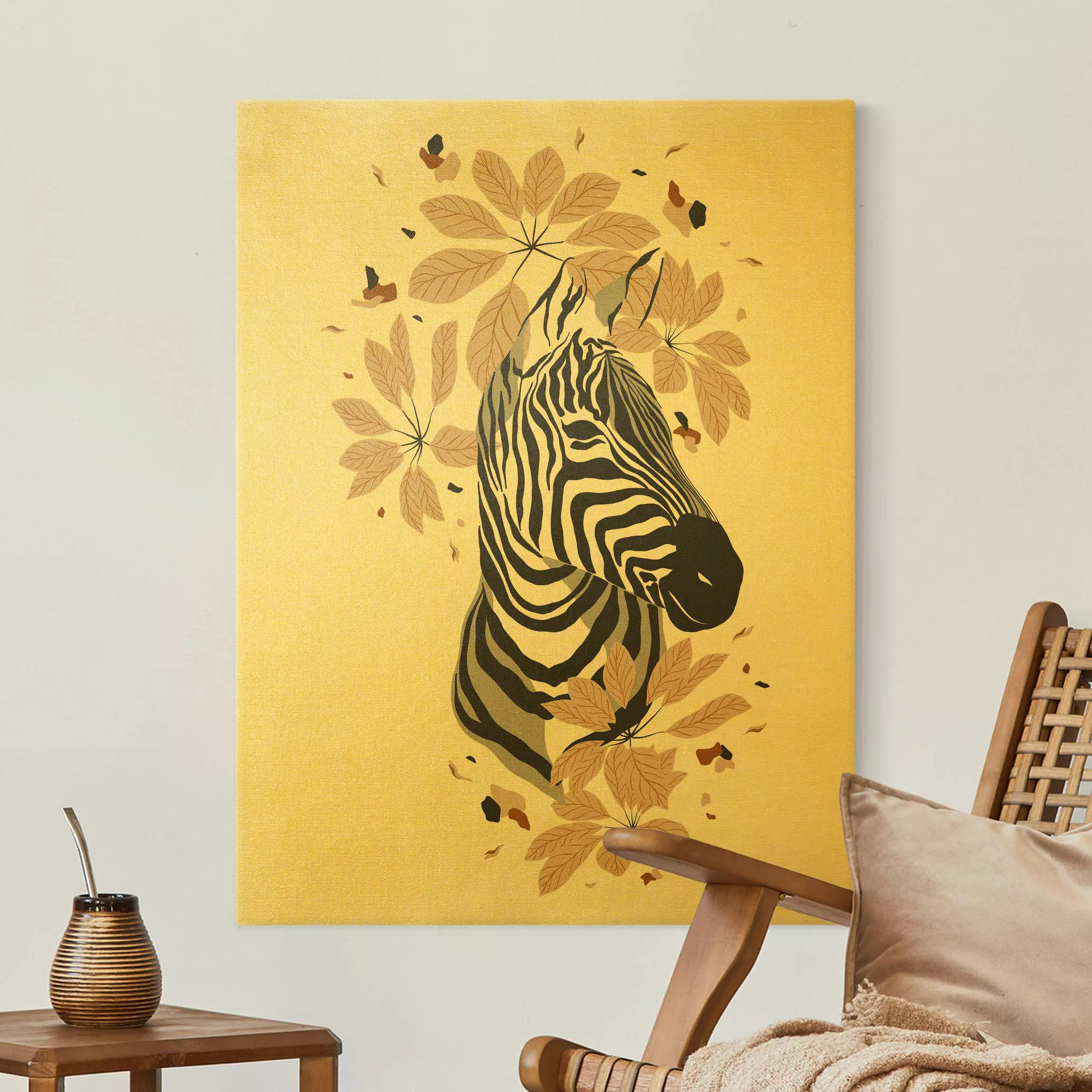 Leinwandbild Gold Safari Tiere - Portrait Zebra günstig online kaufen