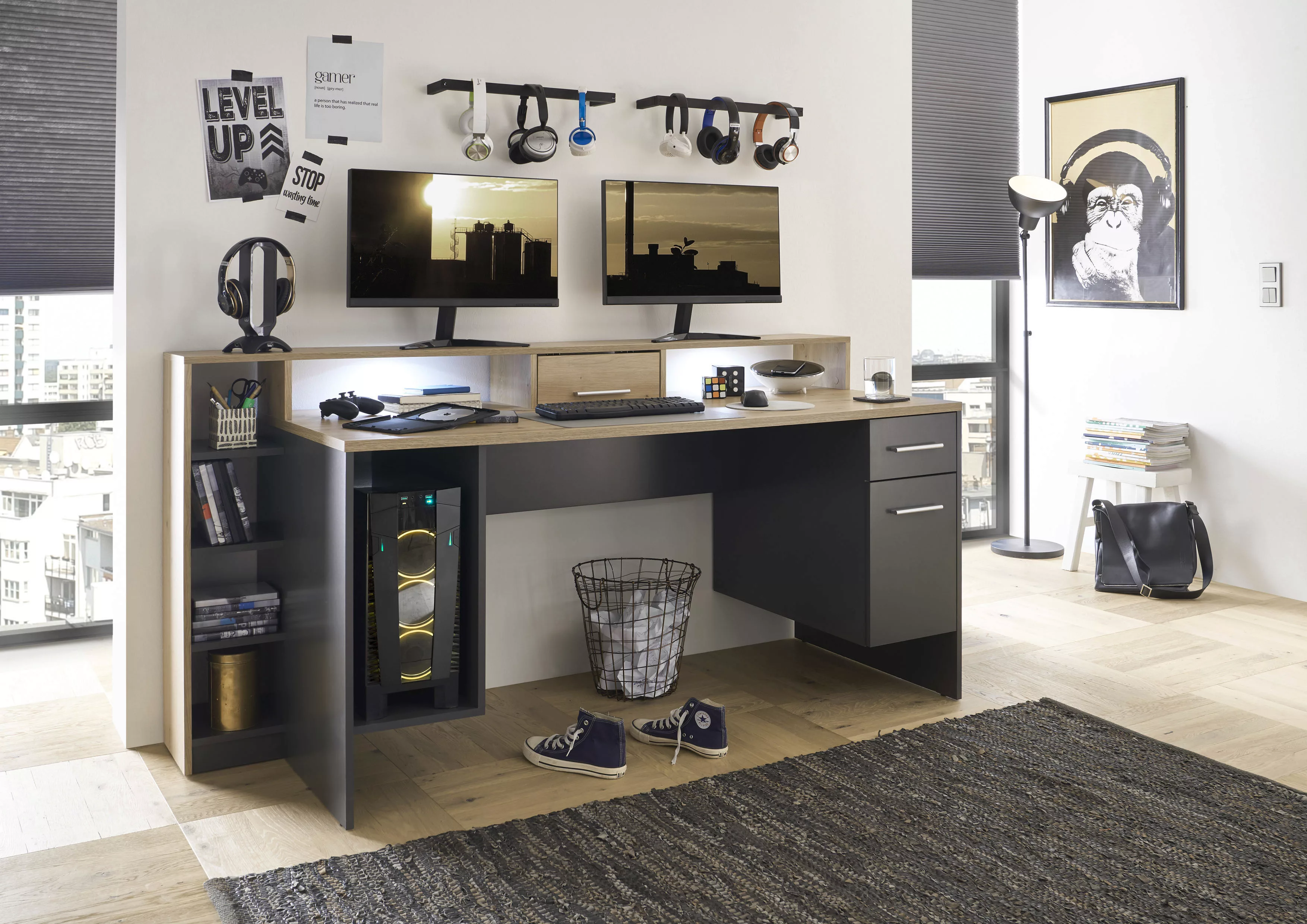 BEGA OFFICE Gamingtisch "Highscore 4", Grau inkl. LED Beleuchtung, Computer günstig online kaufen