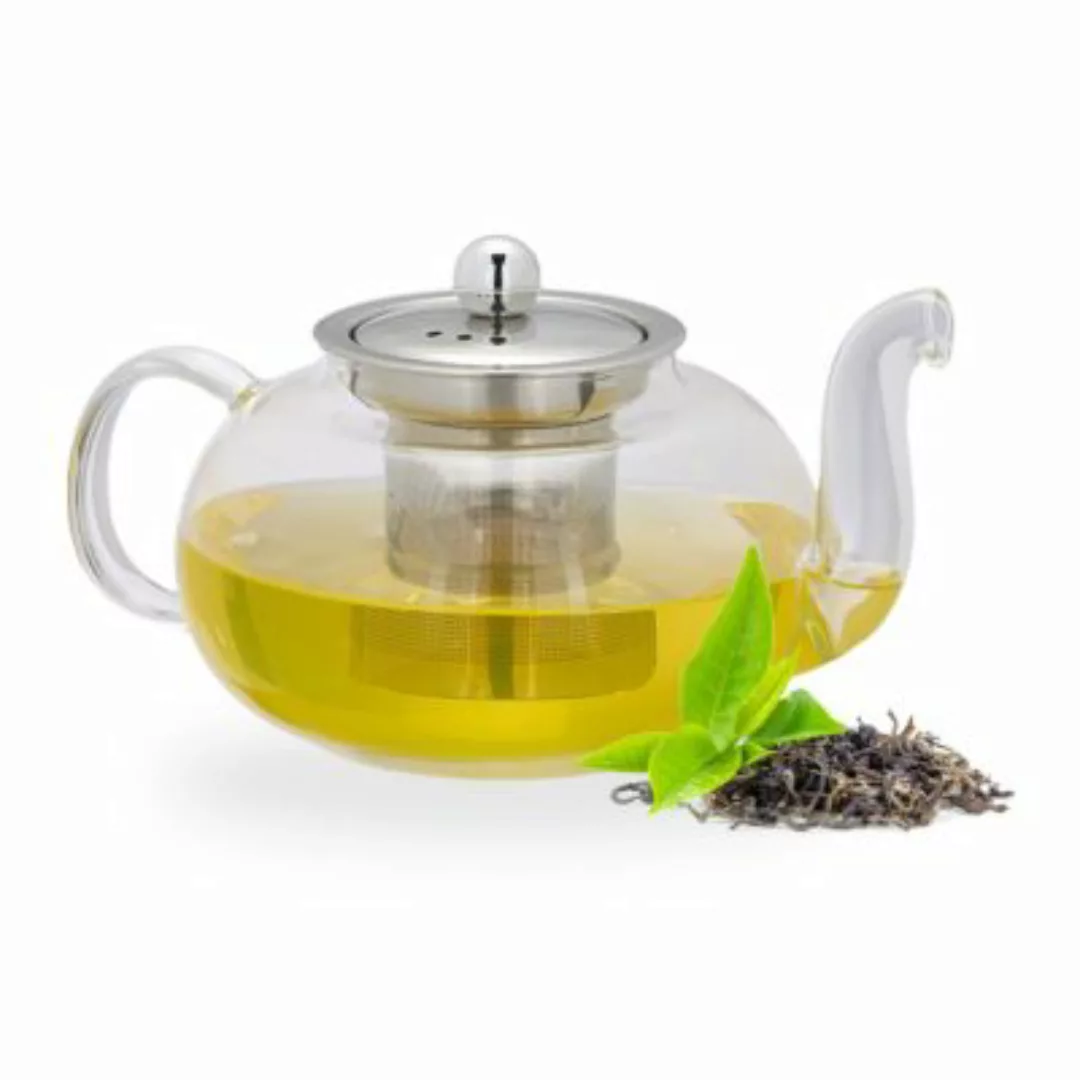 relaxdays Teekanne mit Siebeinsatz 800 ml transparent günstig online kaufen