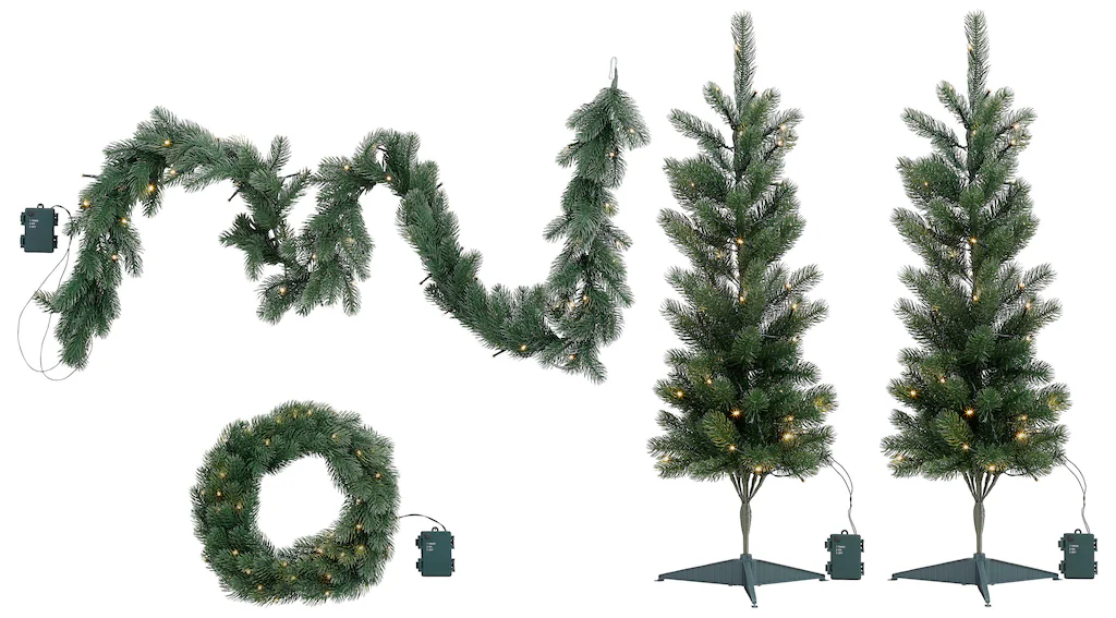 my home Winterliche Kunstpflanze "Bennet, 4-teiliges Weihnachts-Set mit LED günstig online kaufen