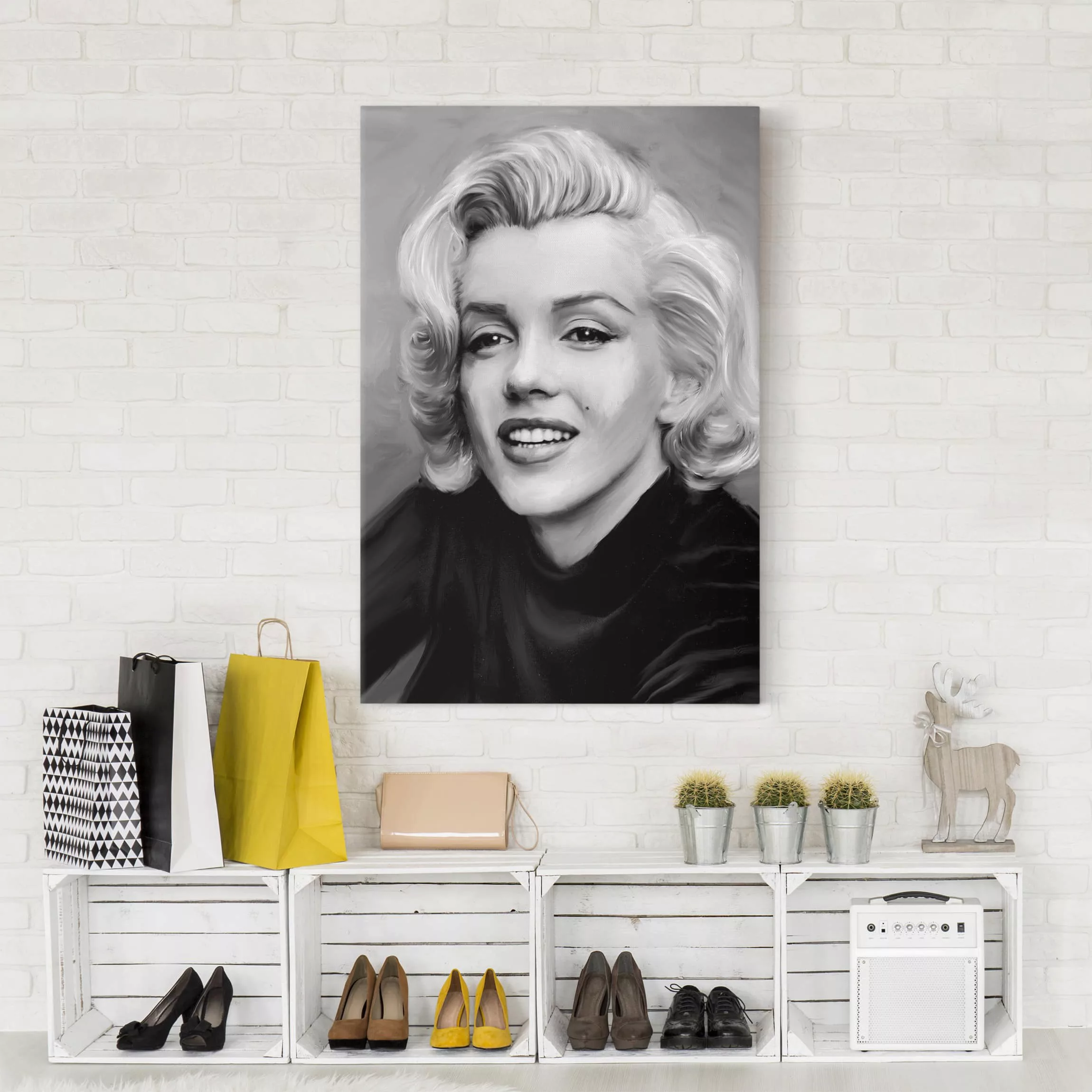 Leinwandbild Schwarz-Weiß - Hochformat Marilyn privat günstig online kaufen