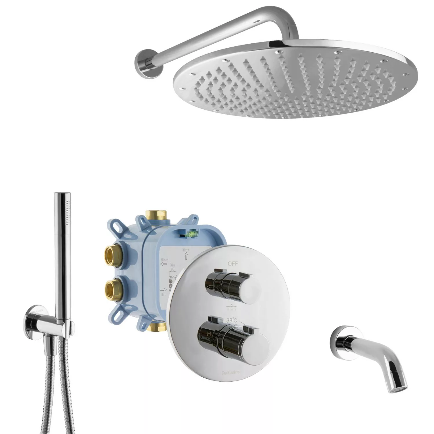 PaulGurkes Unterputz Duschsystem 3-Wege für Badewannen mit Thermostat Misch günstig online kaufen