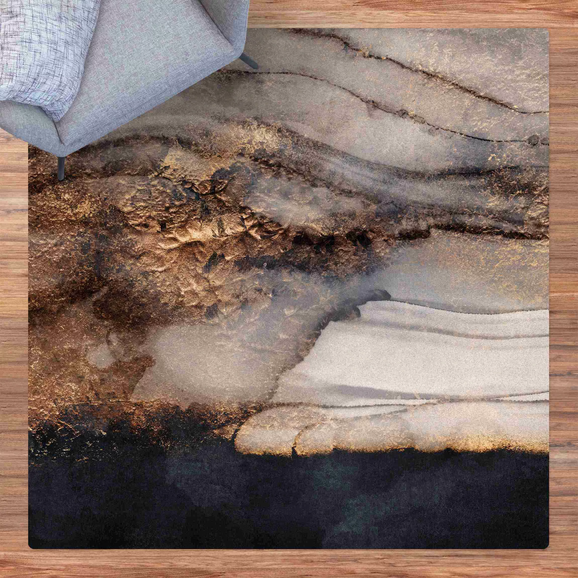 Kork-Teppich Goldener Marmor gemalt günstig online kaufen