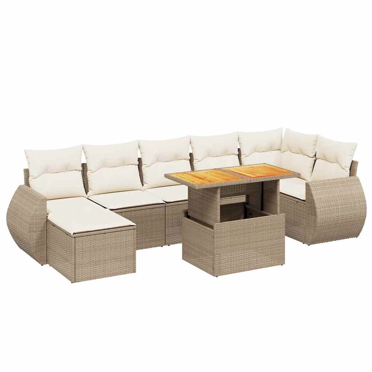 vidaXL 8-Tlg Garten-Sofagarnitur mit Kissen Beige Poly Rattan 3275823 günstig online kaufen