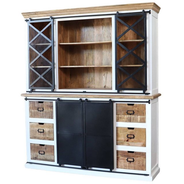 baario Buffet Schrank RODA 180cm massiv Mangoholz & Eisen Vitrine Buffet In günstig online kaufen