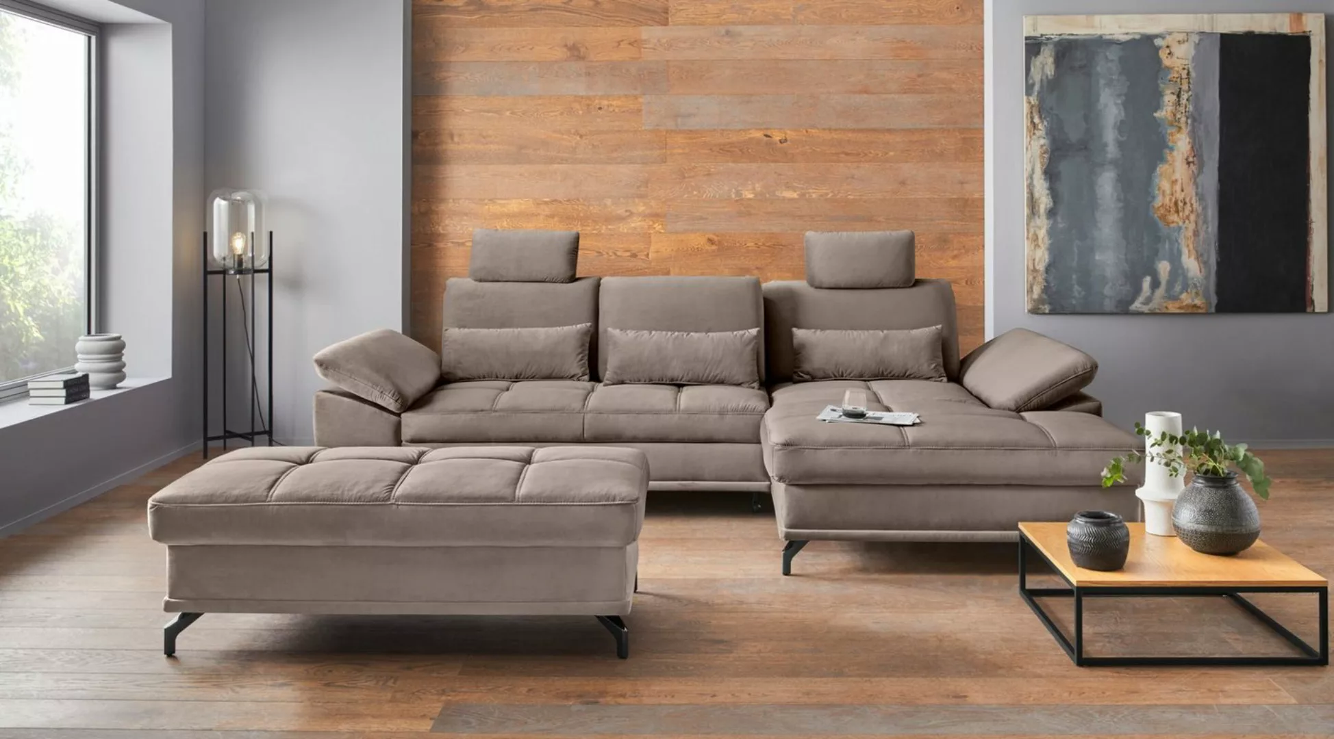 Places of Style Ecksofa Costello L-Form, mit Sitztiefenverstellung, Armteil günstig online kaufen