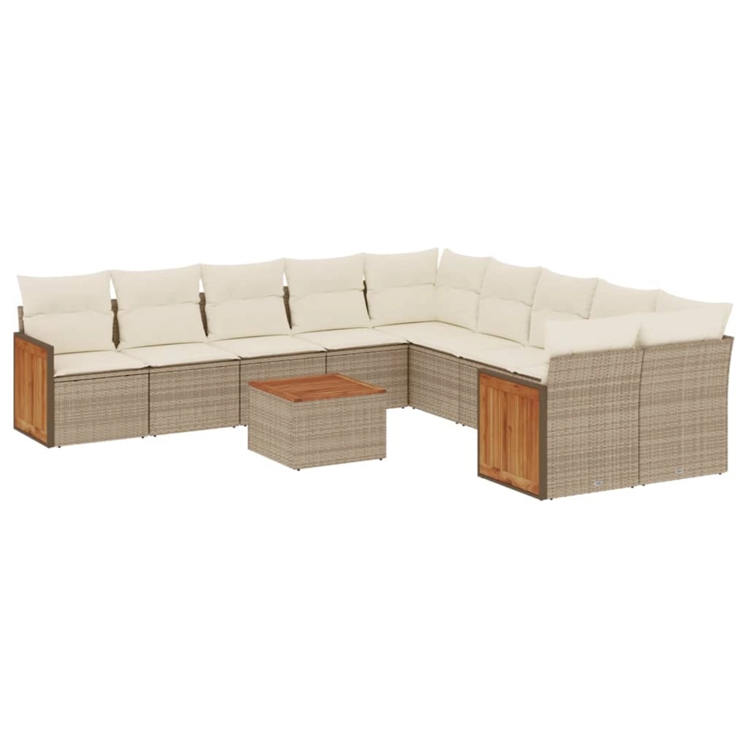 vidaXL 11-Tlg Garten-Sofagarnitur mit Kissen Beige Poly Rattan 3260441 günstig online kaufen