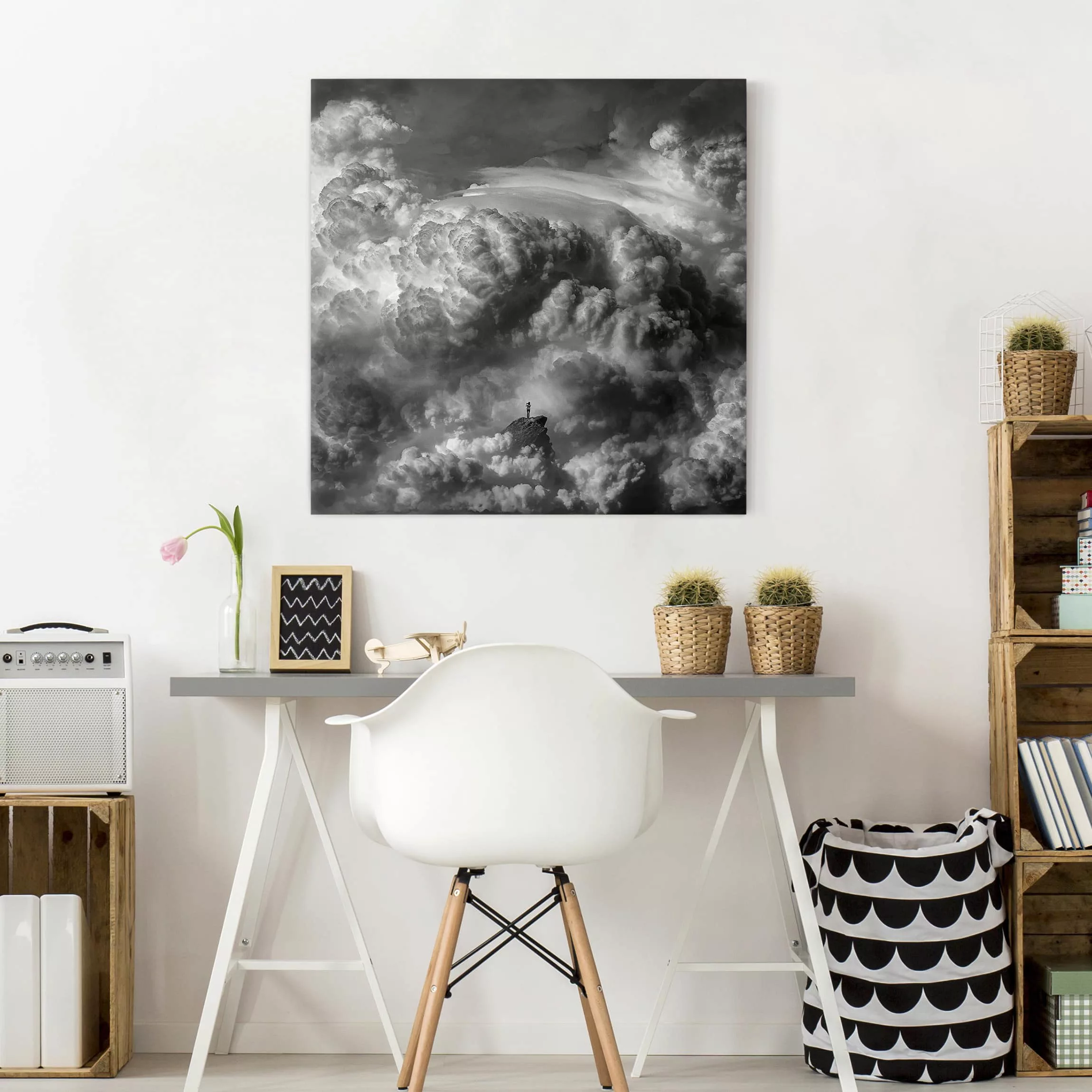 Leinwandbild Schwarz-Weiß - Quadrat Ein Sturm zieht auf günstig online kaufen
