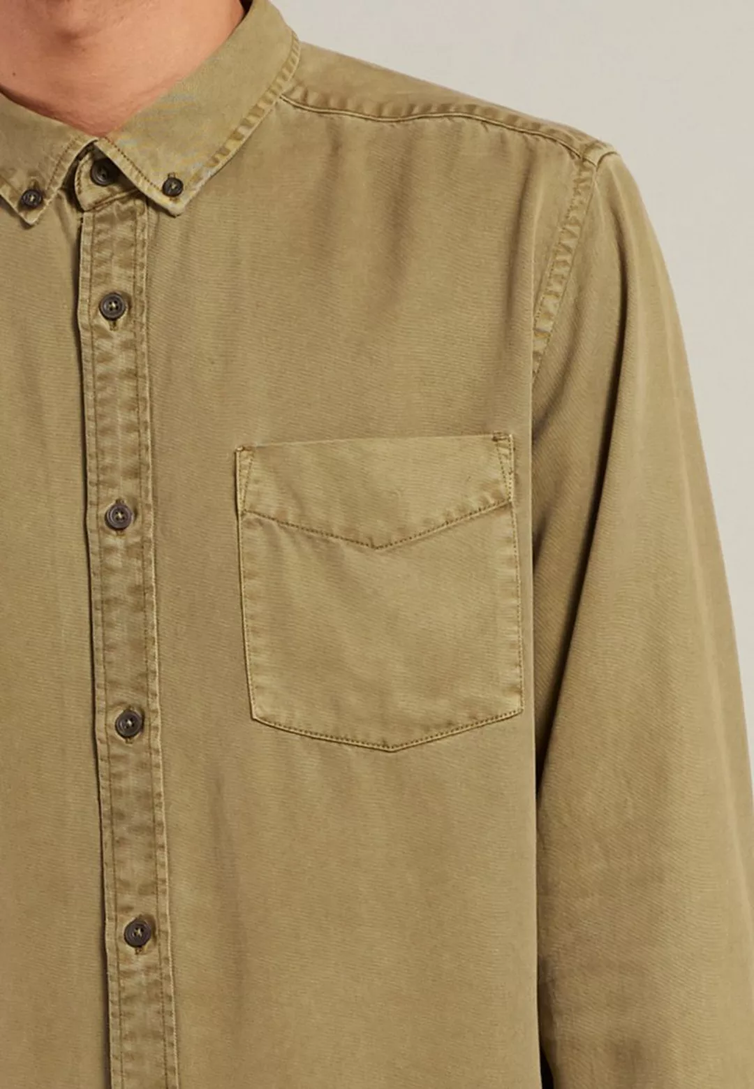 Dstrezzed Hemd Garment Dyed Tencel Khaki - Größe M günstig online kaufen