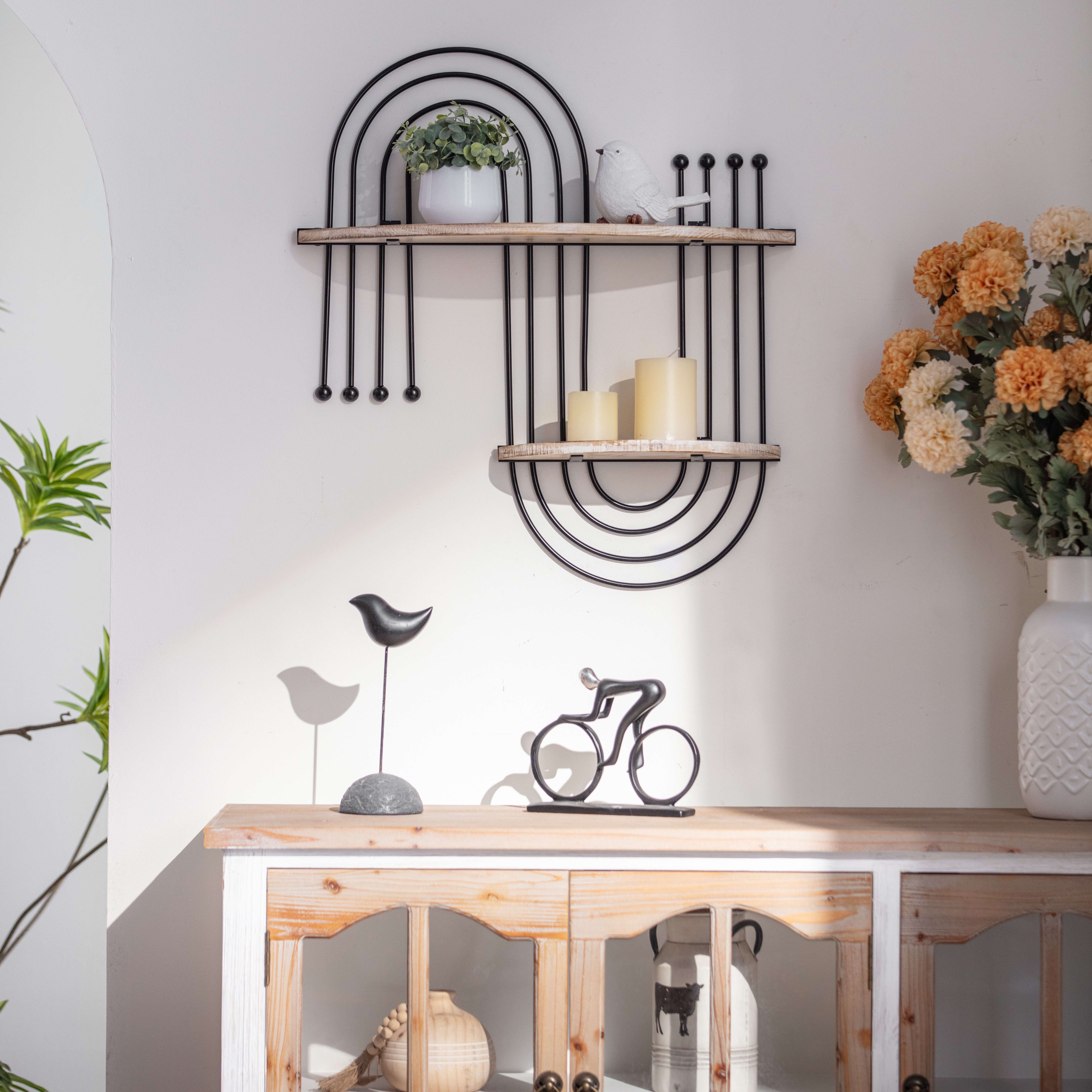 K&L Wall Art Deko-Wandregal Holz Metallregal günstig online kaufen