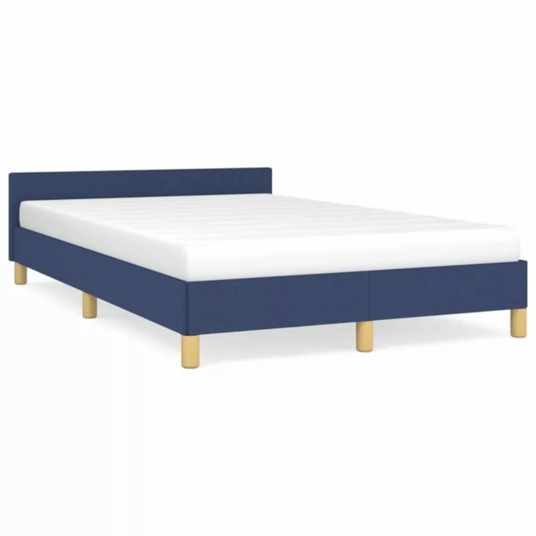 vidaXL Bett Bettgestell mit Kopfteil Blau 120x190 cm Stoff günstig online kaufen