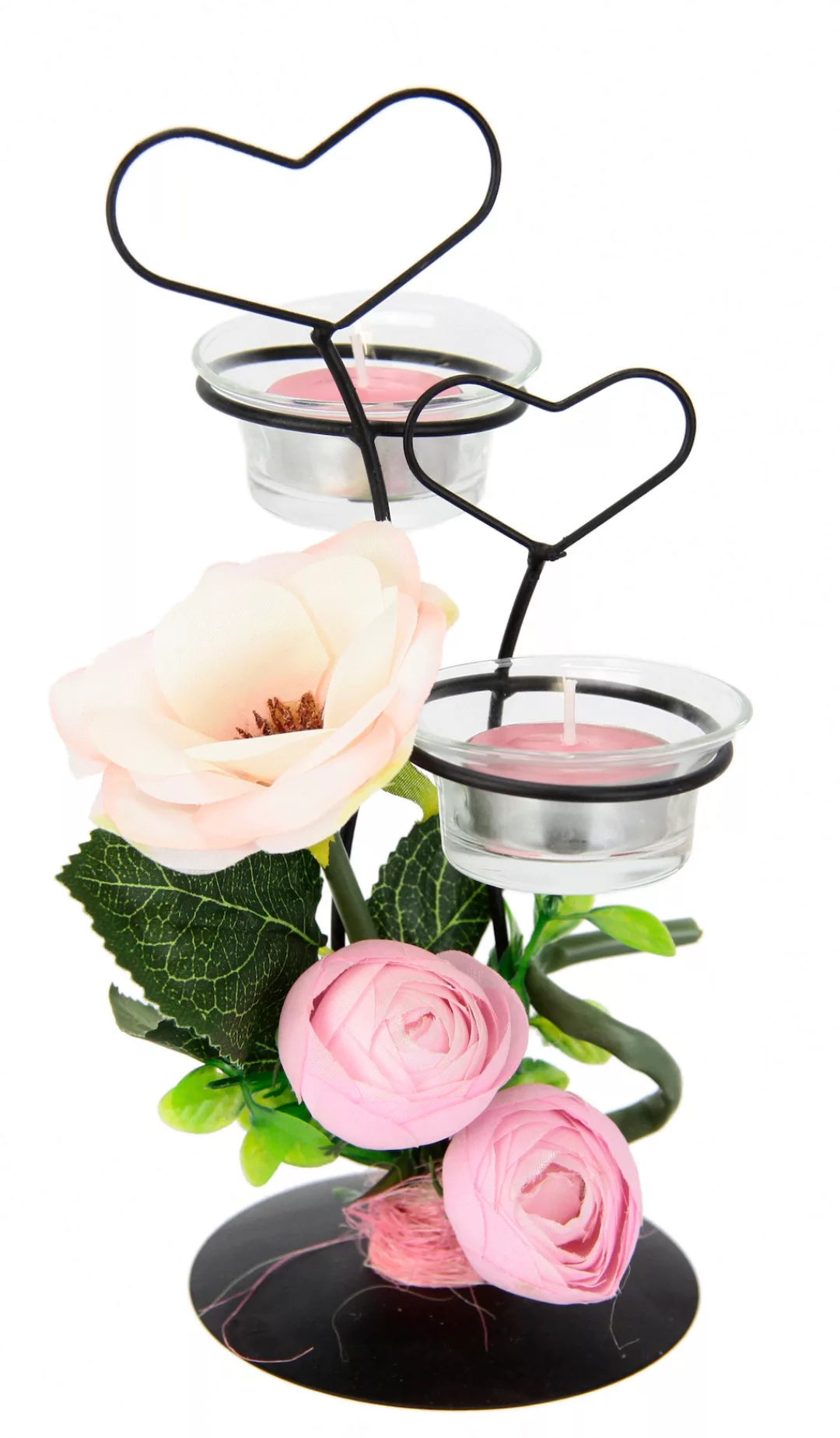 I.GE.A. Teelichthalter "Rose", (1 St.), Glas, Kunststoff, Metall, rosa günstig online kaufen