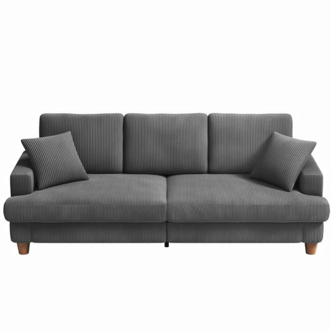 NAIMP 3-Sitzer Bequeme Cord Loveseat Sofa mit Federkissen für Wohnzimmer, B günstig online kaufen