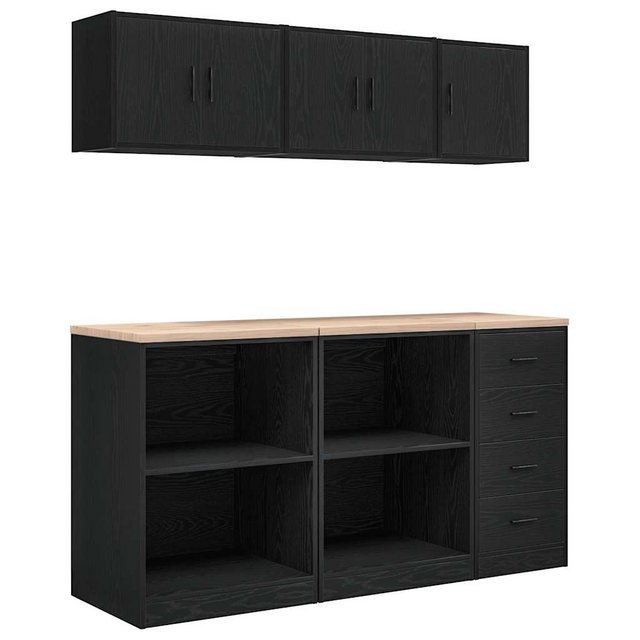 vidaXL Aktenschrank Garagenschränke 6 Stk Schwarz Holzwerkstoff günstig online kaufen