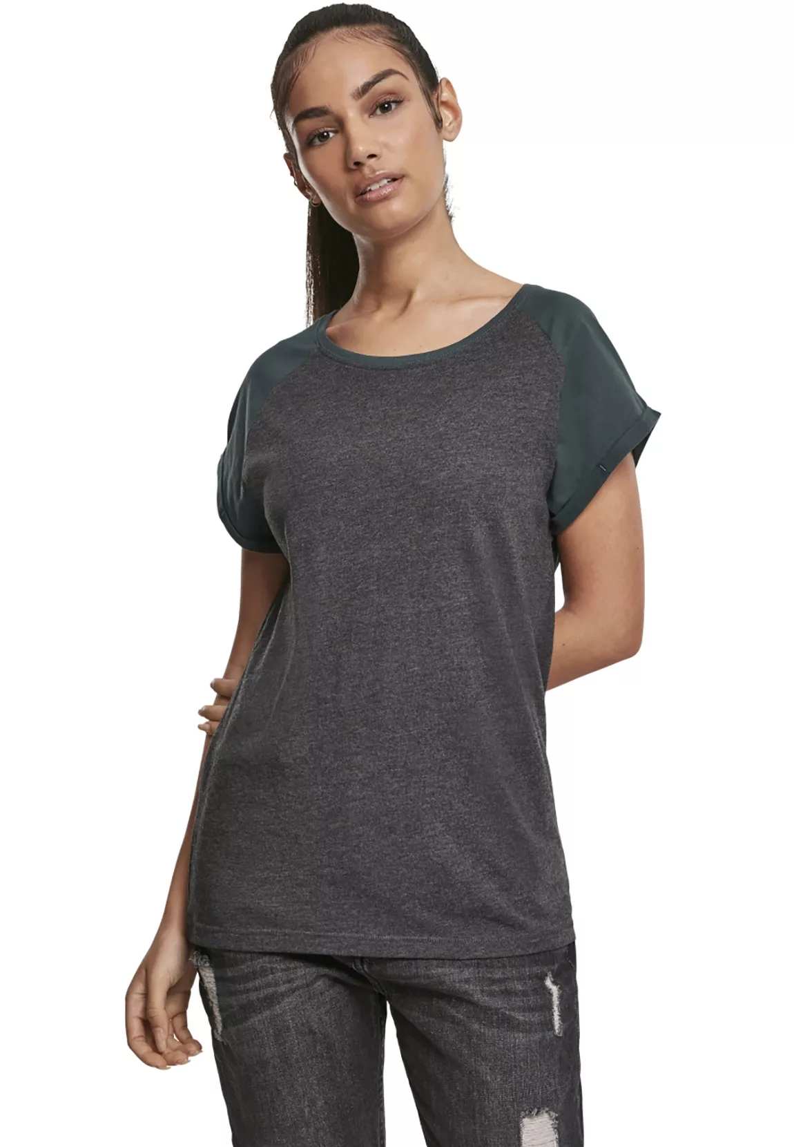 Urban Classics T-Shirt LADIES CONTRAST RAGLAN TEE TB1913 Schwarz Camouflage günstig online kaufen