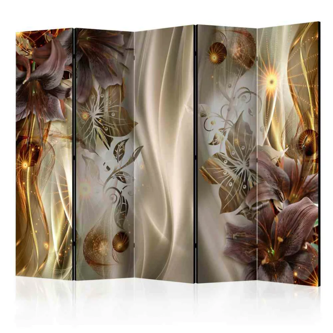5-teiliger Paravent mit Lilien Motiv 225 cm breit günstig online kaufen