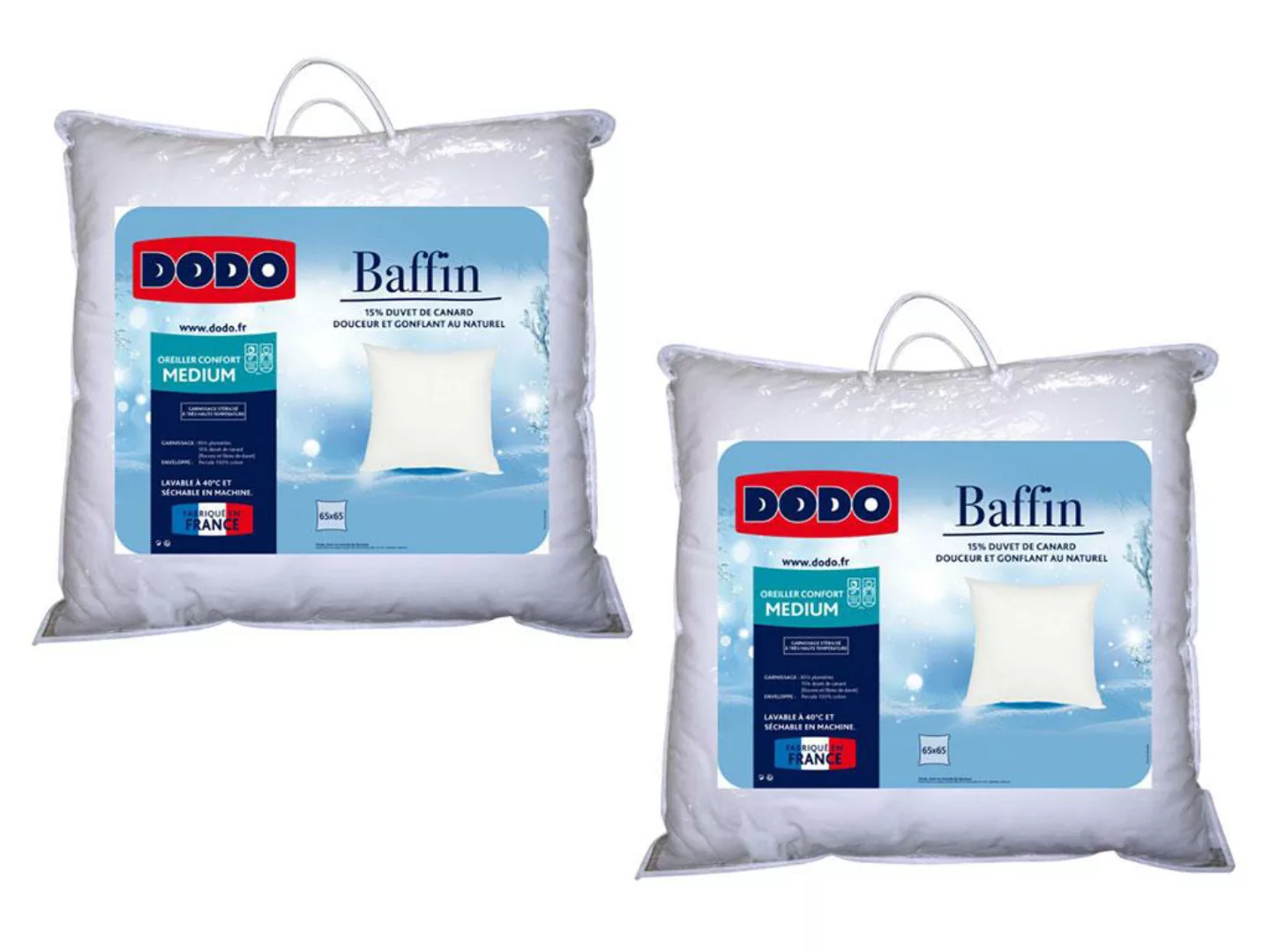 Kopfkissen 2er-Set DODO Natürliche Daunen BAFFIN - 65x65 cm günstig online kaufen