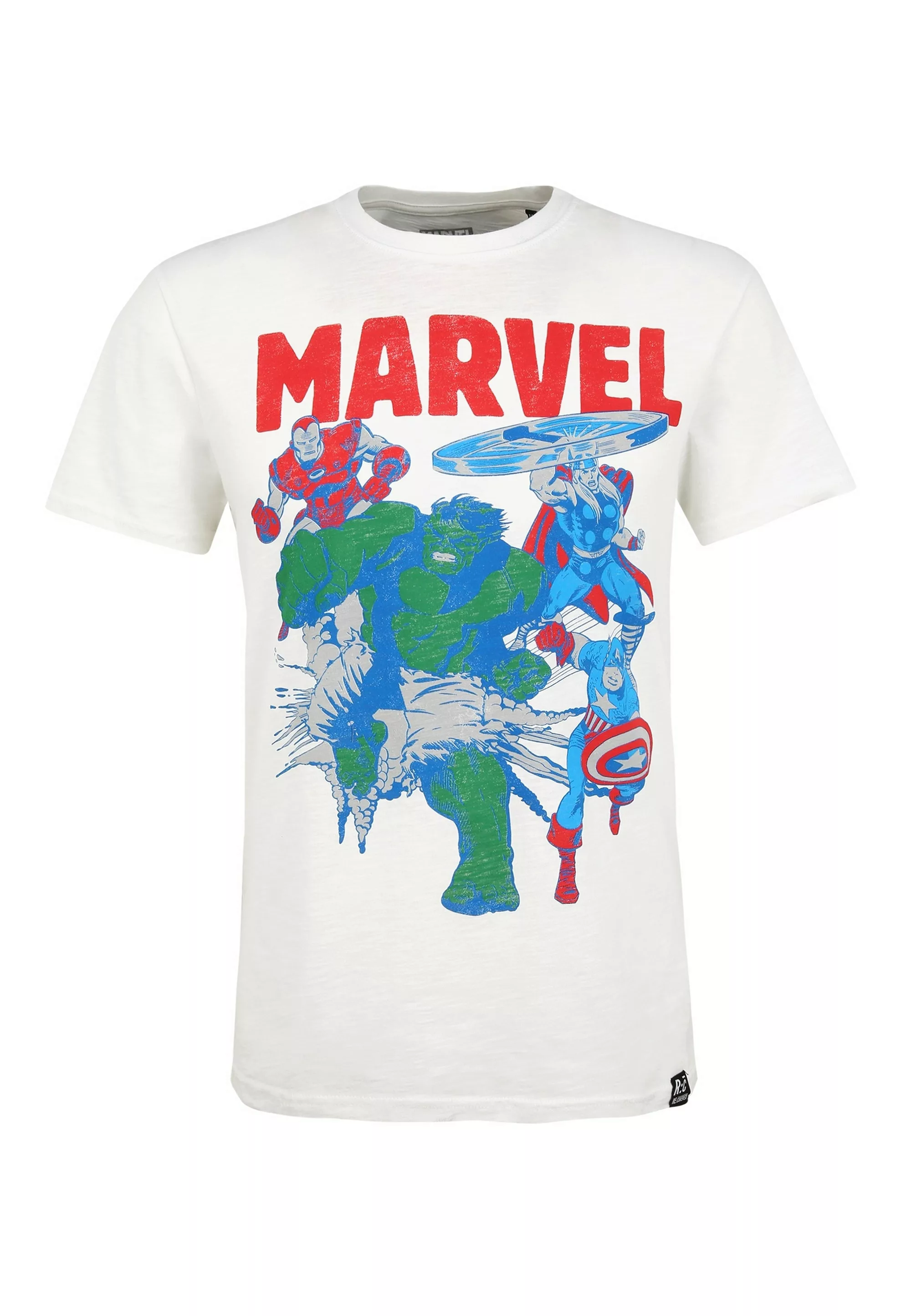 Recovered T-Shirt "Iron Man, Thor, Captain America & The Hulk White", mit c günstig online kaufen