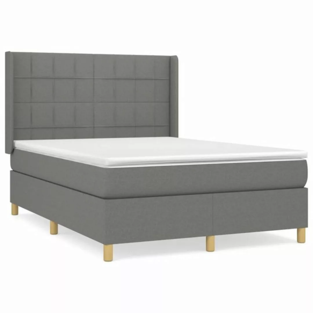 furnicato Bett Boxspringbett mit Matratze Dunkelgrau 140x200 cm Stoff (1-tl günstig online kaufen