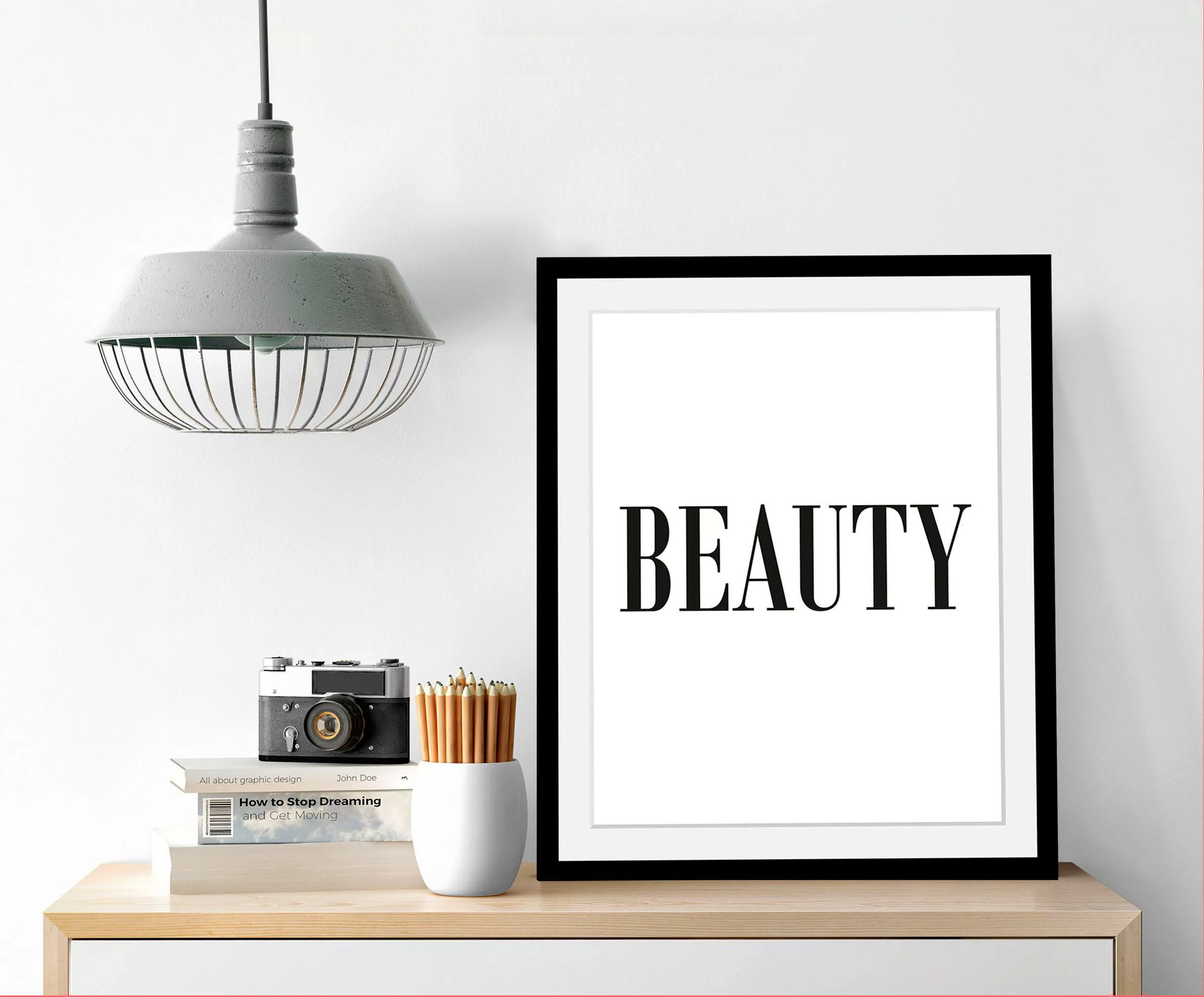 queence Bild "Beauty", Schwarz-Weiß-Schriftzug-Motivationsbilder-Fashion, H günstig online kaufen