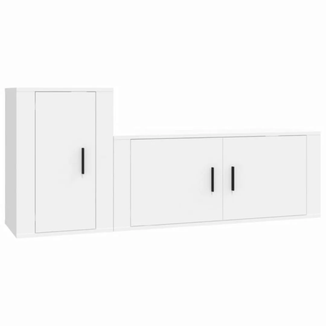 furnicato TV-Schrank 2-tlg. TV-Schrank-Set Weiß Holzwerkstoff (2-St) günstig online kaufen