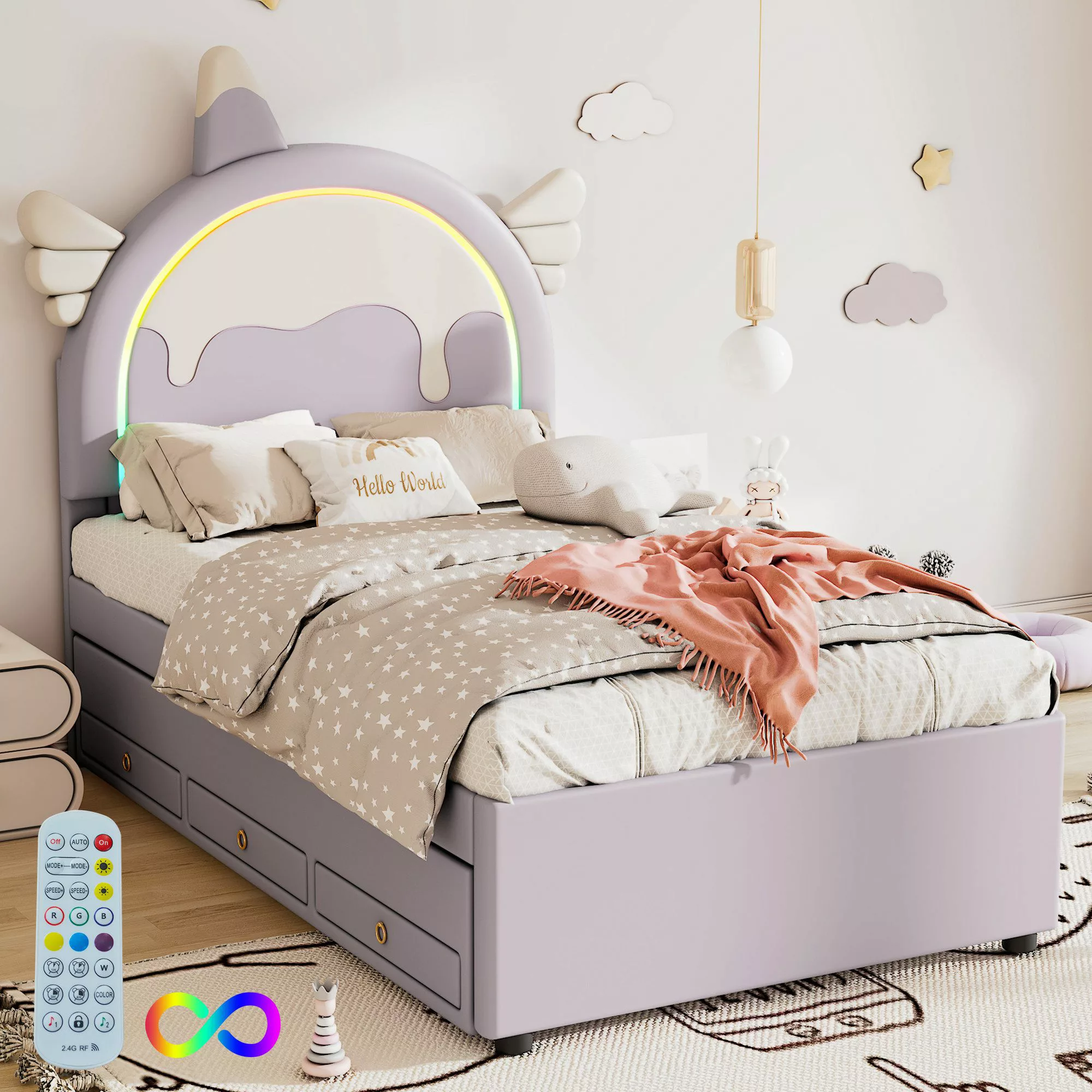 REDOM Kinderbett ausgestattet mit ausziehbares rollbett, günstig online kaufen