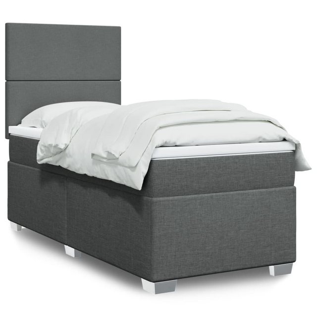 furnicato Bettgestell Boxspringbett mit Matratze Dunkelgrau 100x200 cm Stof günstig online kaufen