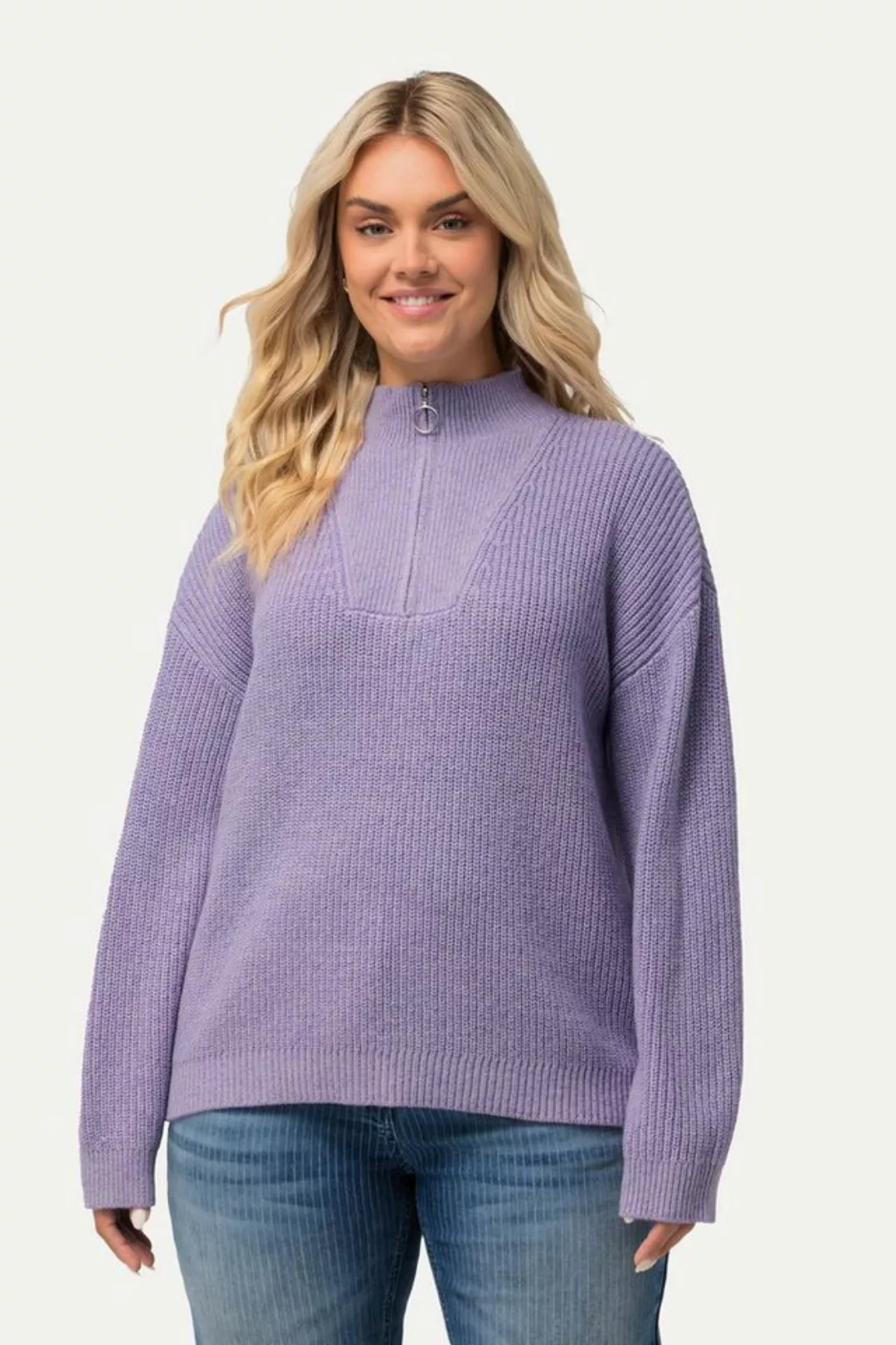 Ulla Popken Troyer Pullover Oversized Toyerkragen Langarm günstig online kaufen