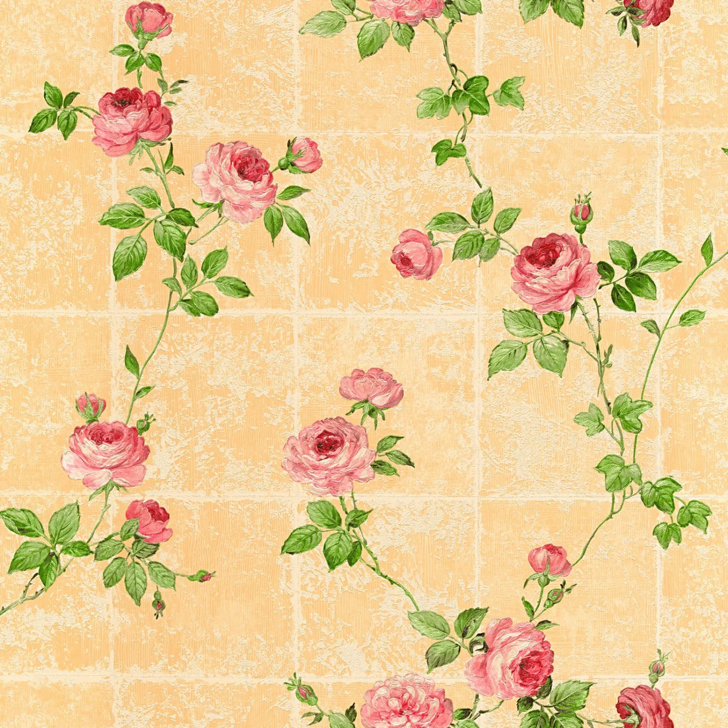 Bricoflor Apricot Tapete mit Rosen Romantische Vliestapete mit Blumen auf F günstig online kaufen
