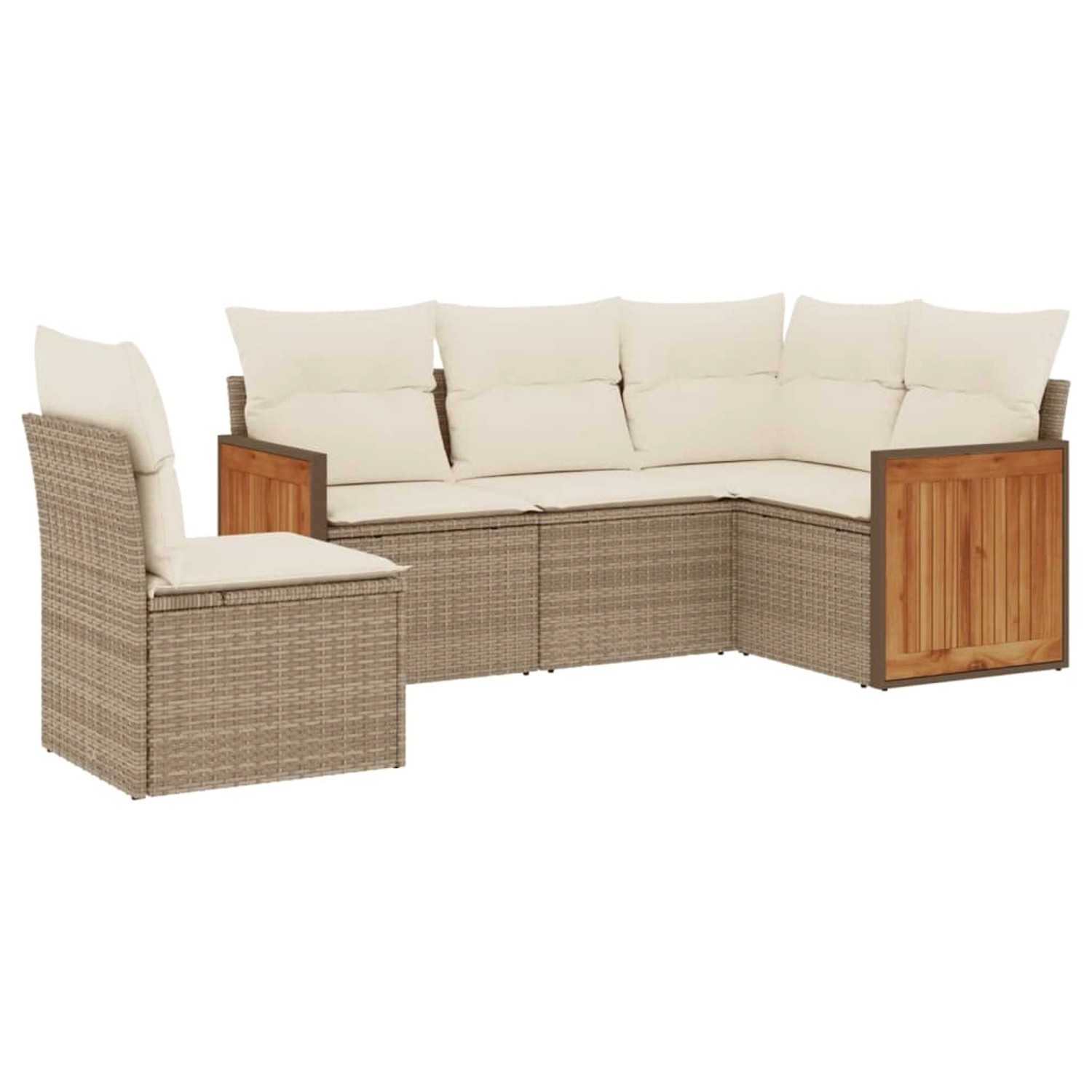 vidaXL 5-Tlg Garten-Sofagarnitur mit Kissen Beige Poly Rattan 3260056 günstig online kaufen