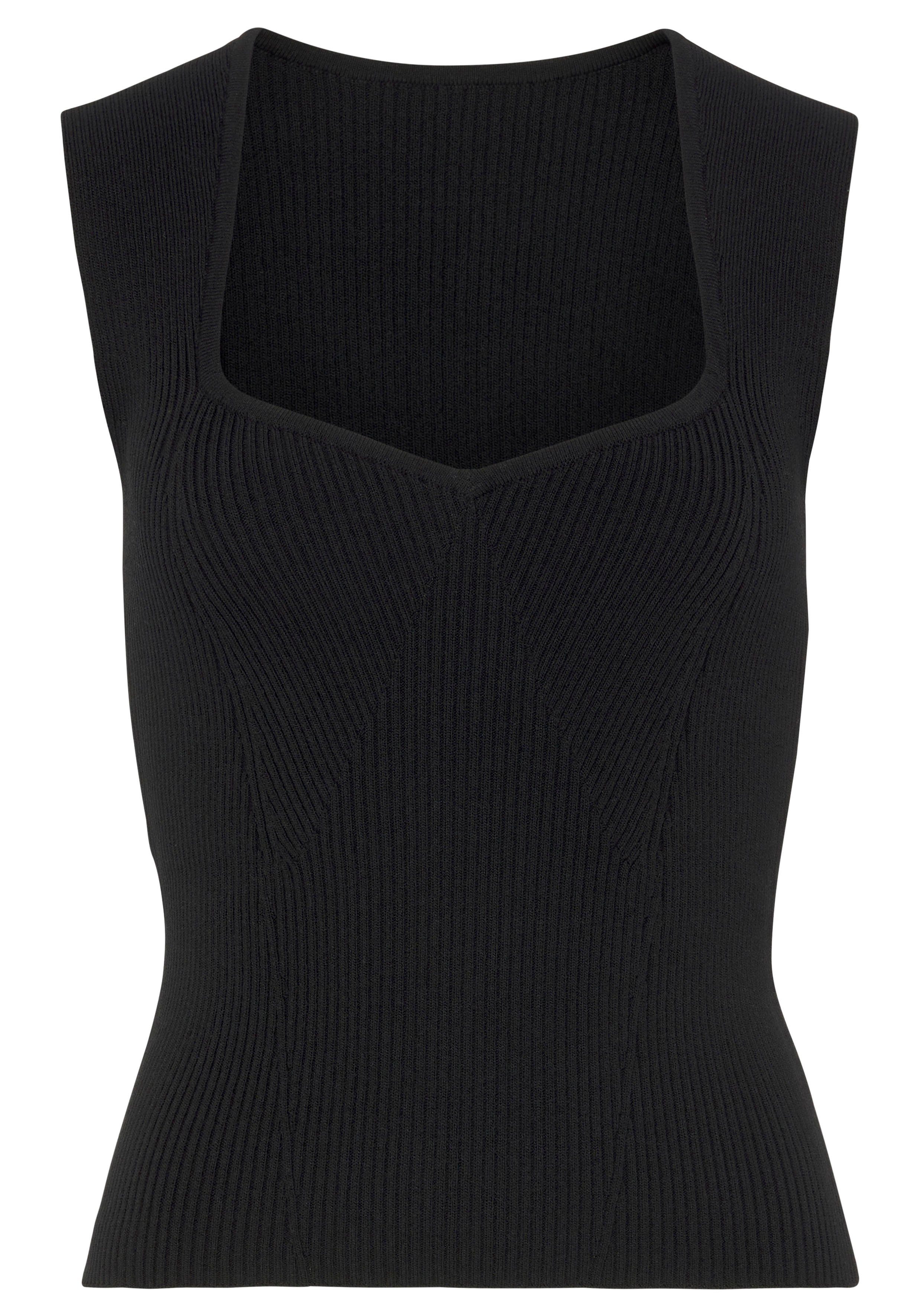 LASCANA Stricktop mit eckigem Ausschnitt, elegantes günstig online kaufen