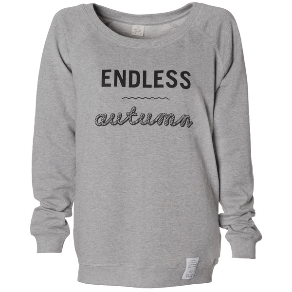 Frauen Sweatshirt Endless Autumn, Grau Meliert, Schwarzer Print, Biobaumwol günstig online kaufen