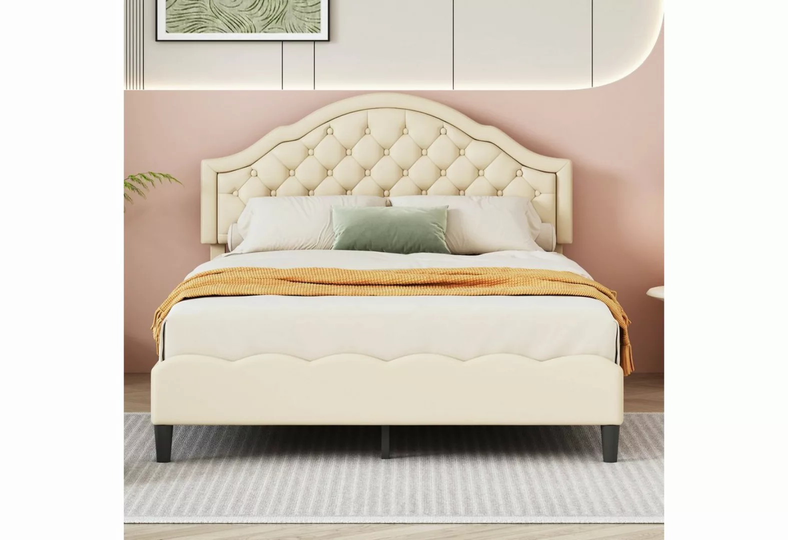 Gotagee Polsterbett Beige Bett Kinderbett Mädchenbett Doppelbett Polsterbet günstig online kaufen