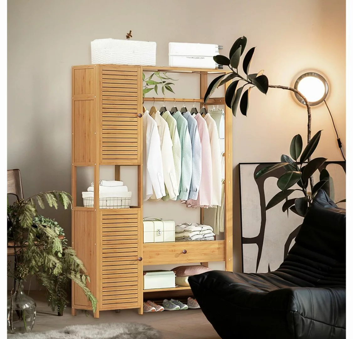 WAOHO Kleiderschrank kleiderschrank Garderobenständer Bambus, mit Schrank u günstig online kaufen