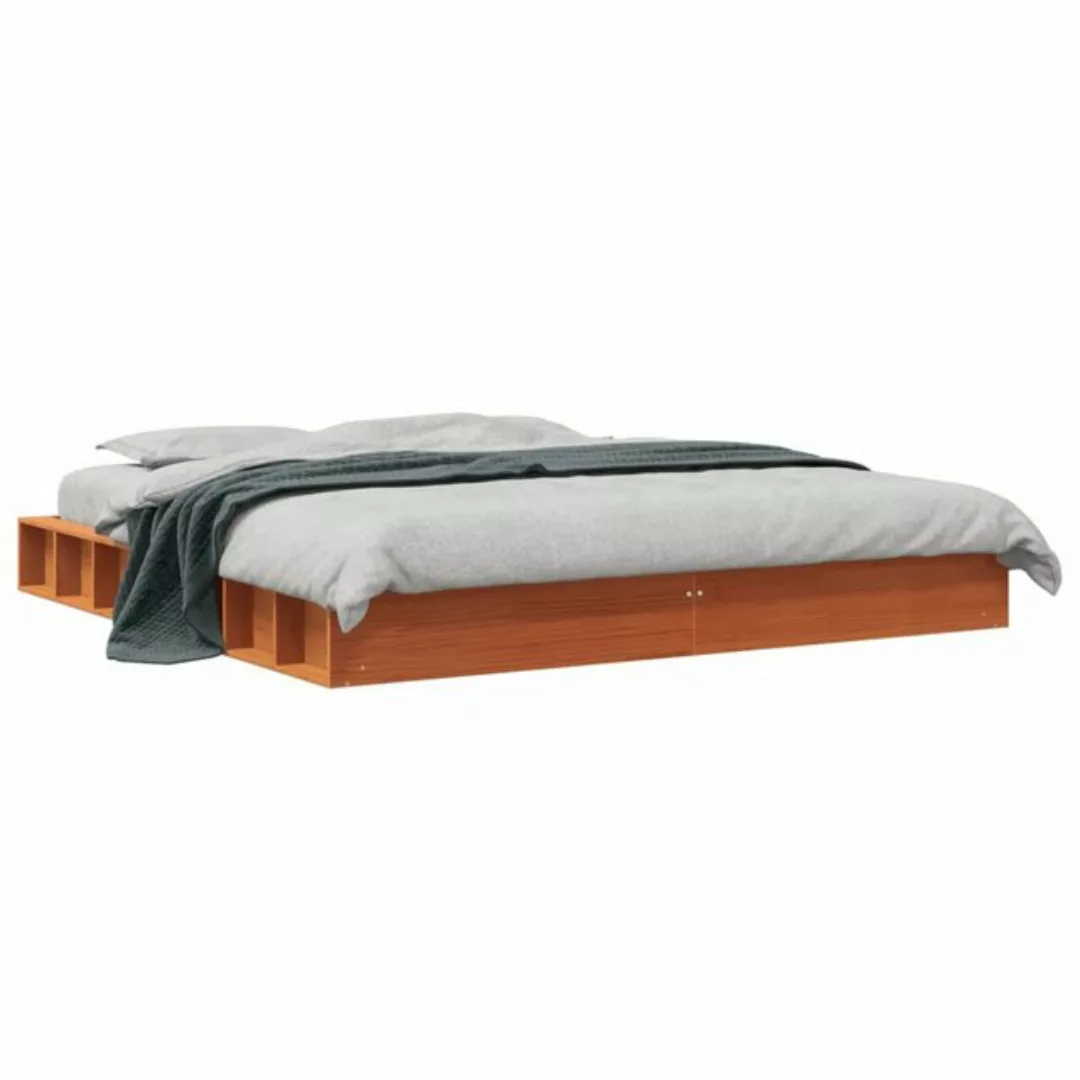 vidaXL Bettgestell Massivholzbett Wachsbraun 180x200 cm Kiefer Bett Bettges günstig online kaufen