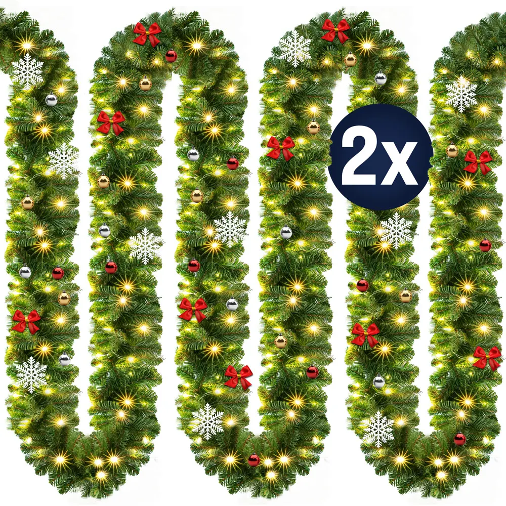 Weihnachtsgirlande 5m 2er-Set In-/Outdoor geschmückt günstig online kaufen