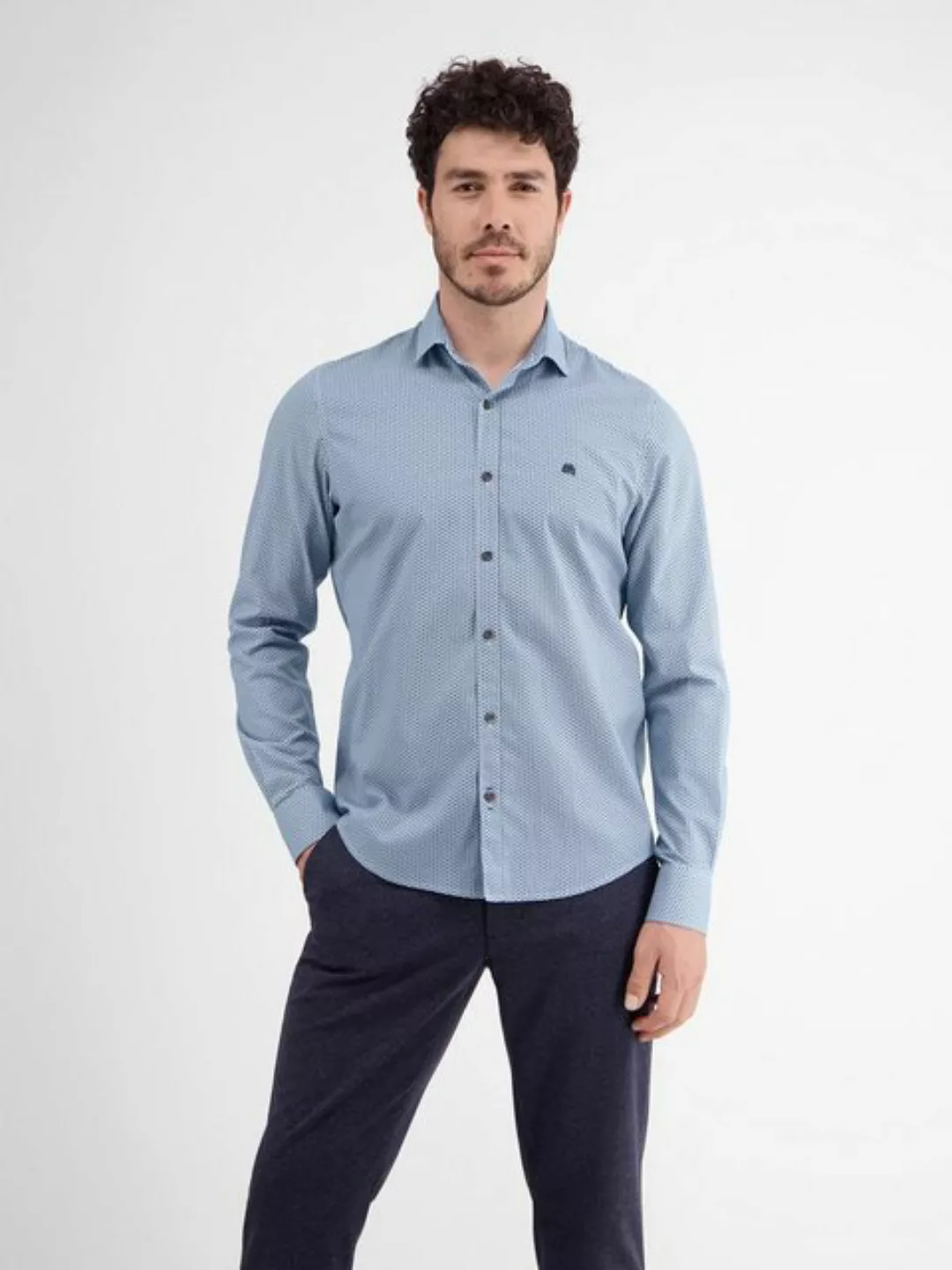 LERROS Langarmhemd "LERROS Langarmhemd mit AOP und Haifischkragen" günstig online kaufen