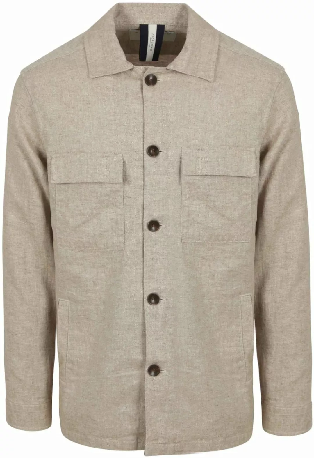 Profuomo Overshirt Leinen Beige - Größe M günstig online kaufen