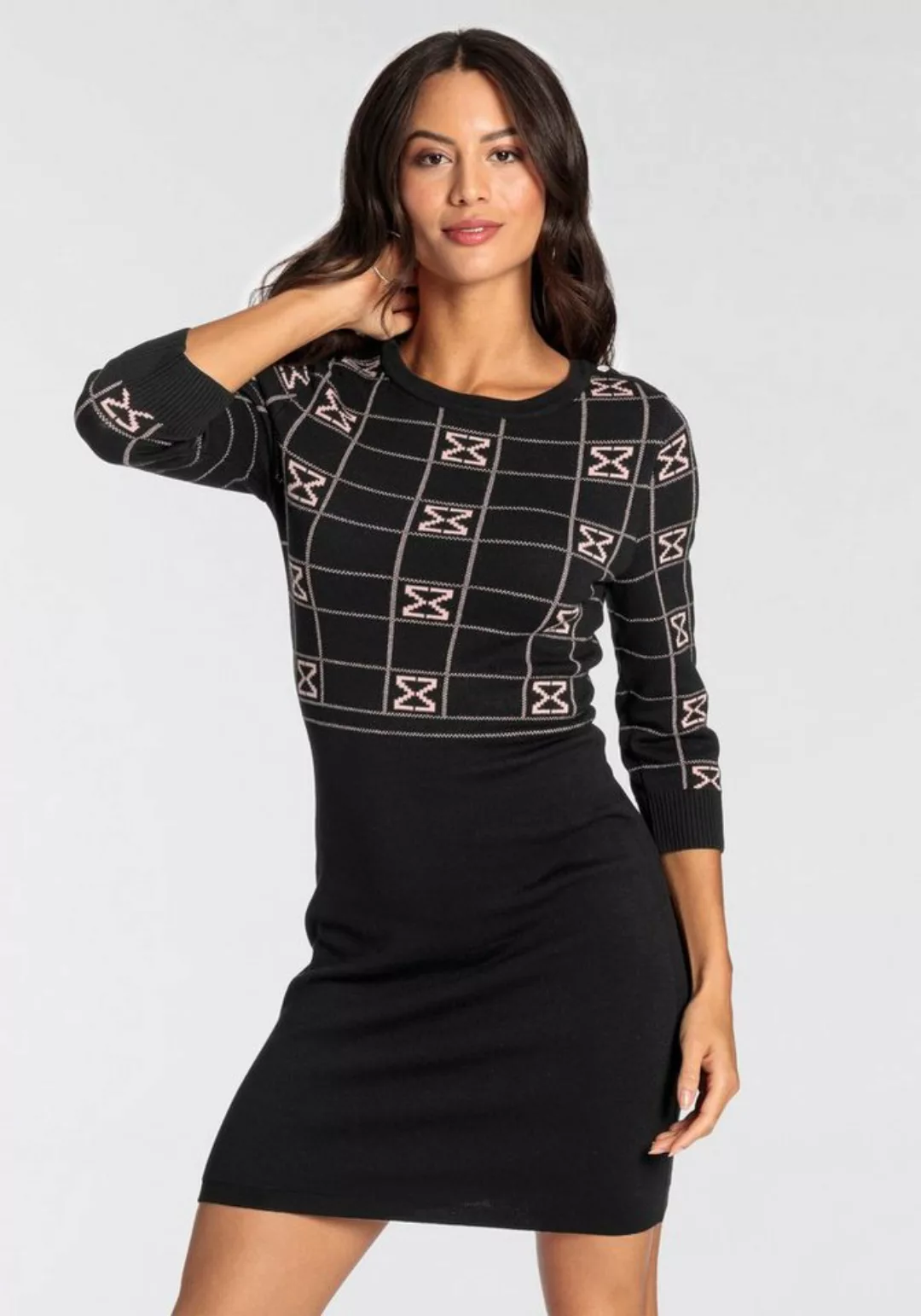 Melrose Strickkleid mit modernen Jacquard-Muster günstig online kaufen