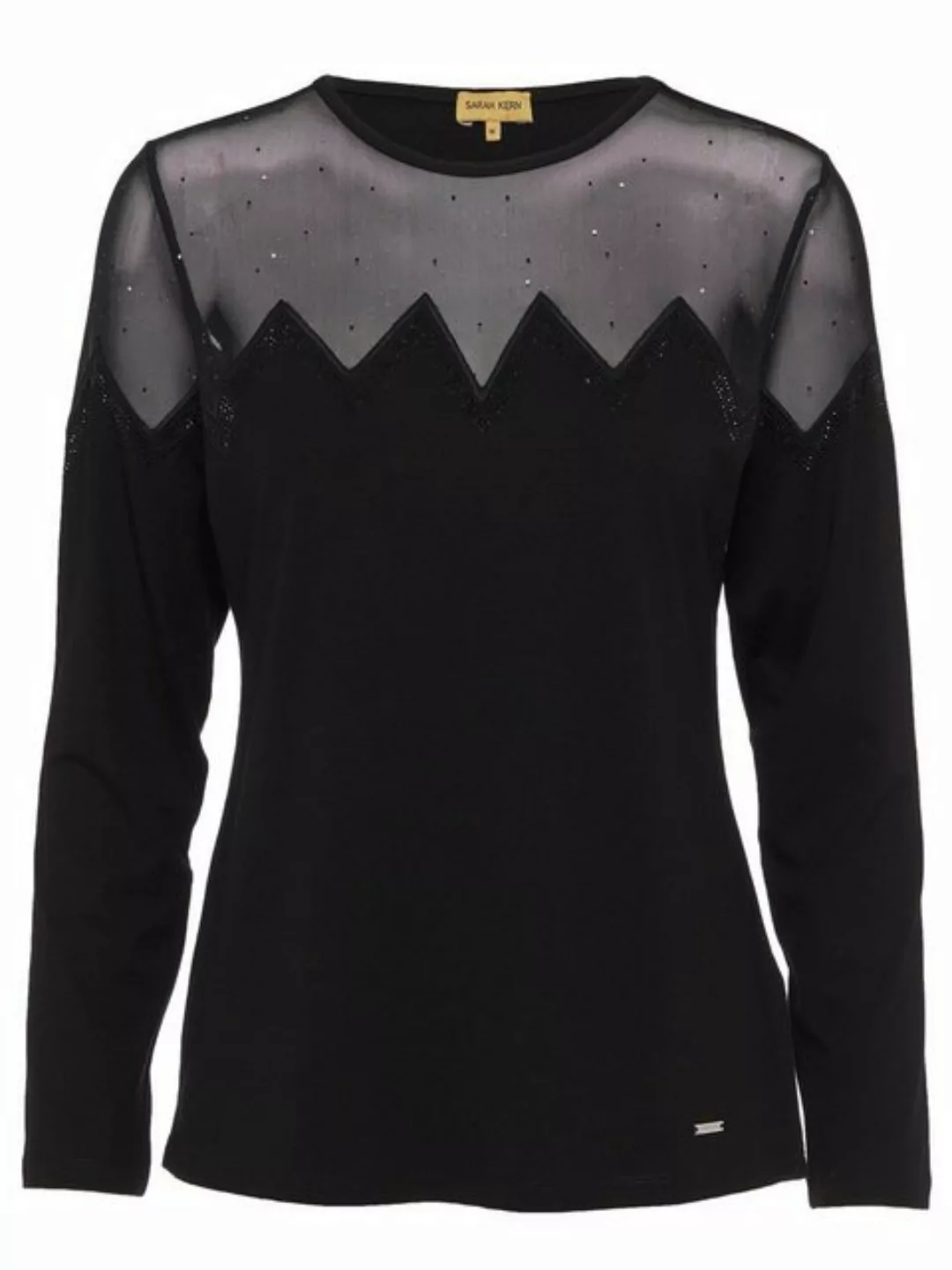 Sarah Kern Langarmshirt Longsleeve figurbetont mit transparentem Besatz günstig online kaufen