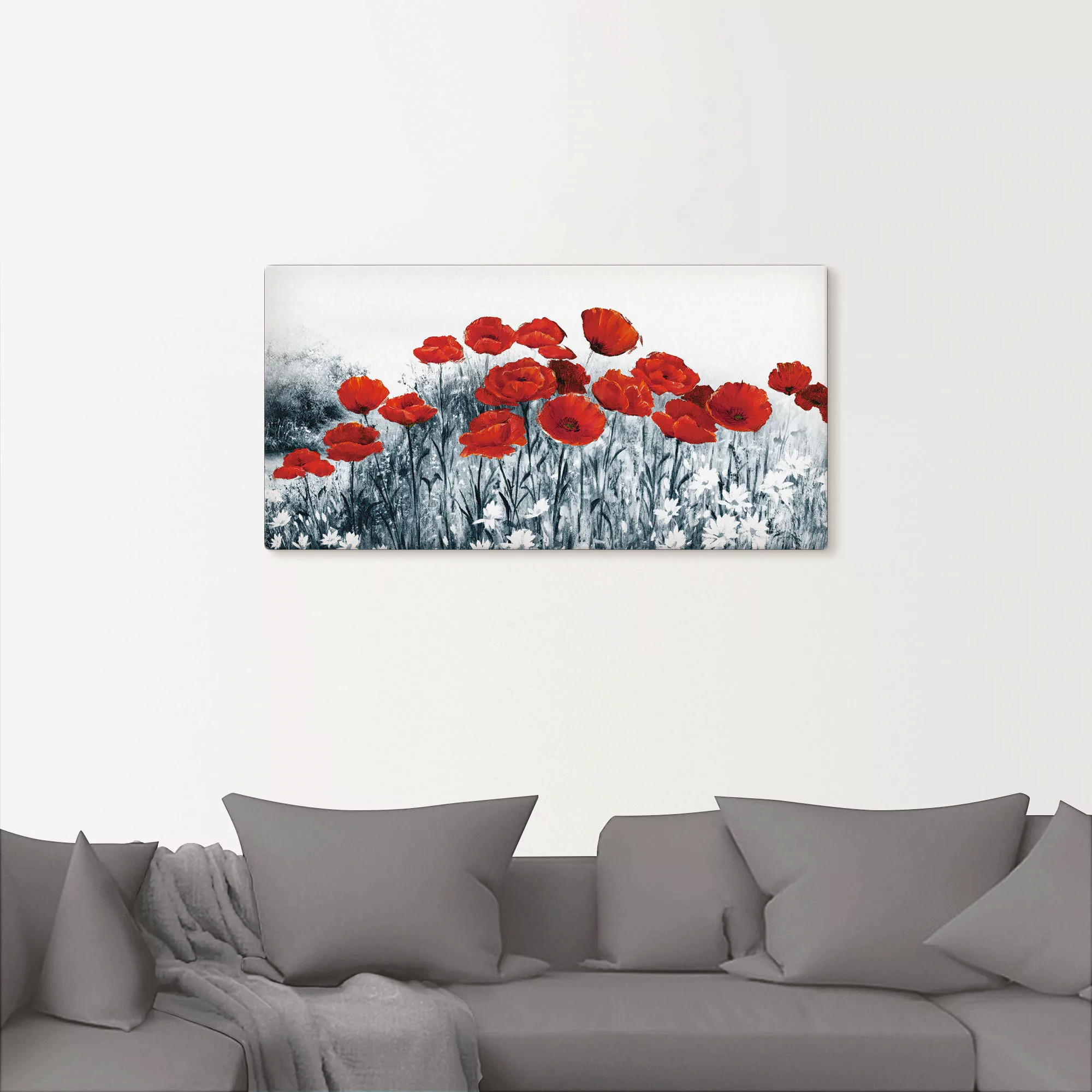 Artland Wandbild "Roter Mohn im Feld", Blumen, (1 St.), als Leinwandbild in günstig online kaufen