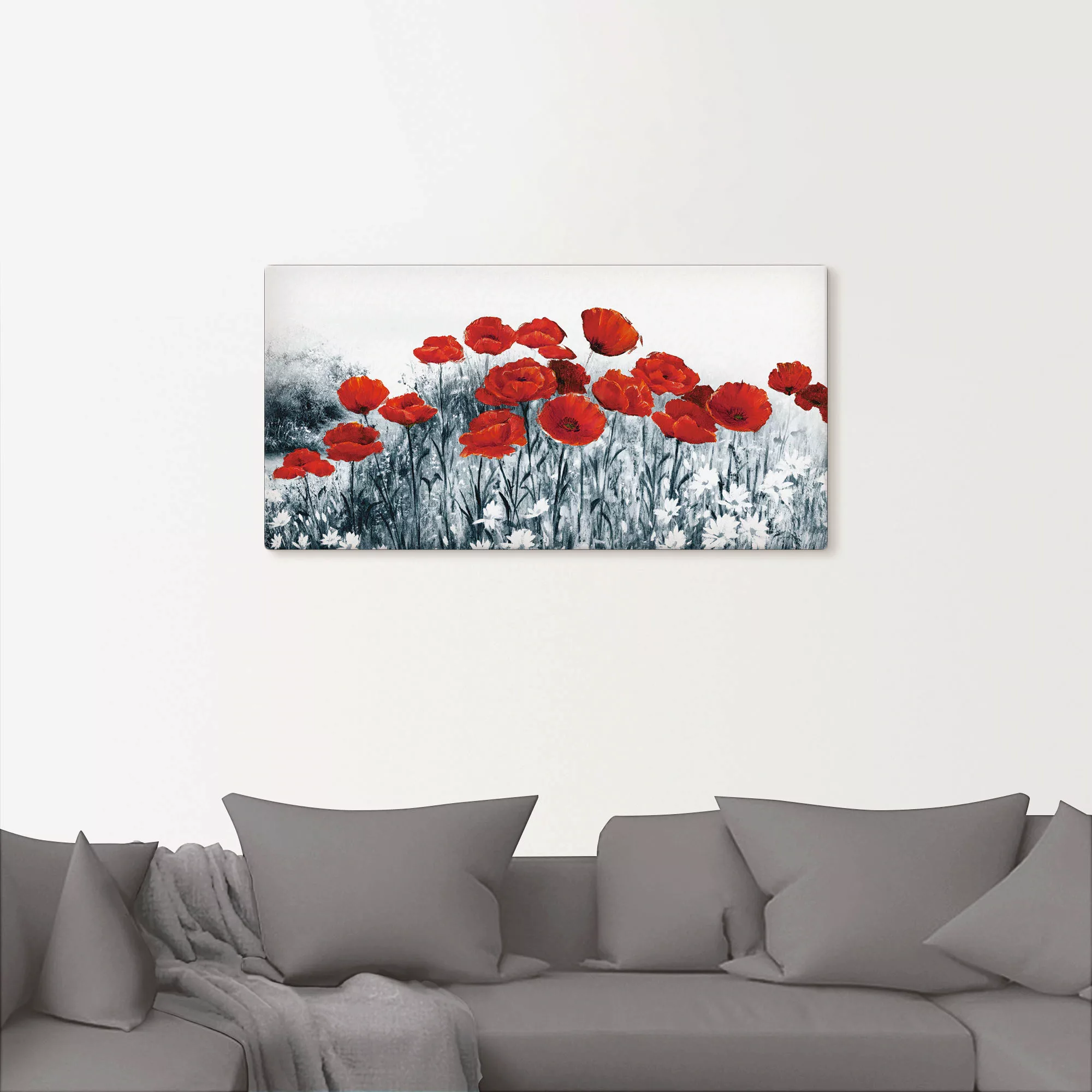 Artland Wandbild »Roter Mohn im Feld«, Blumen, (1 St.), als Leinwandbild in günstig online kaufen