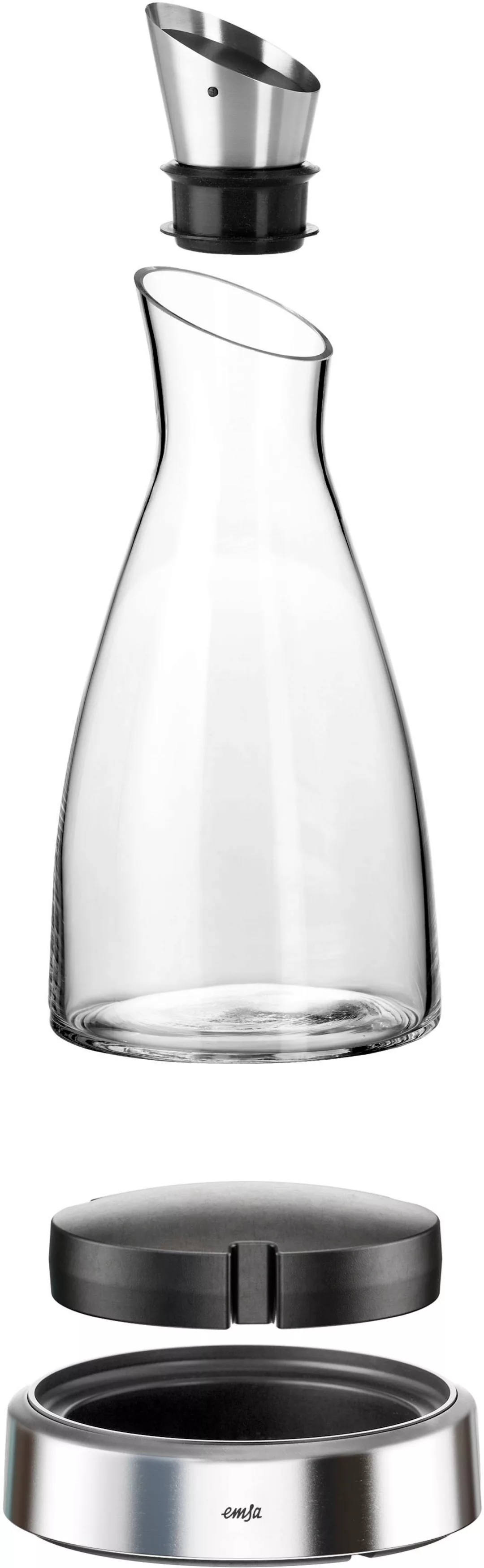 emsa Kühlkaraffe 1 0 Liter  Flow ¦ transparent/klar ¦ Glas,Edelstahl ¦ Maße günstig online kaufen