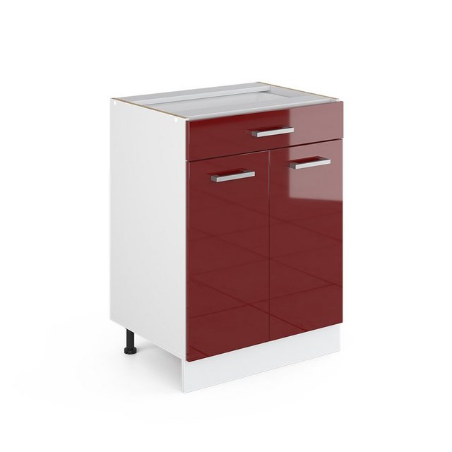 Livinity® Unterschrank R-Line, Bordeaux Hochglanz/Weiß, 60 cm mit Schublade günstig online kaufen